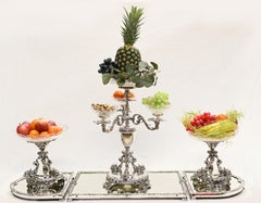 Silver Plate Centrepiece Epergne Cherub Glass Table Display