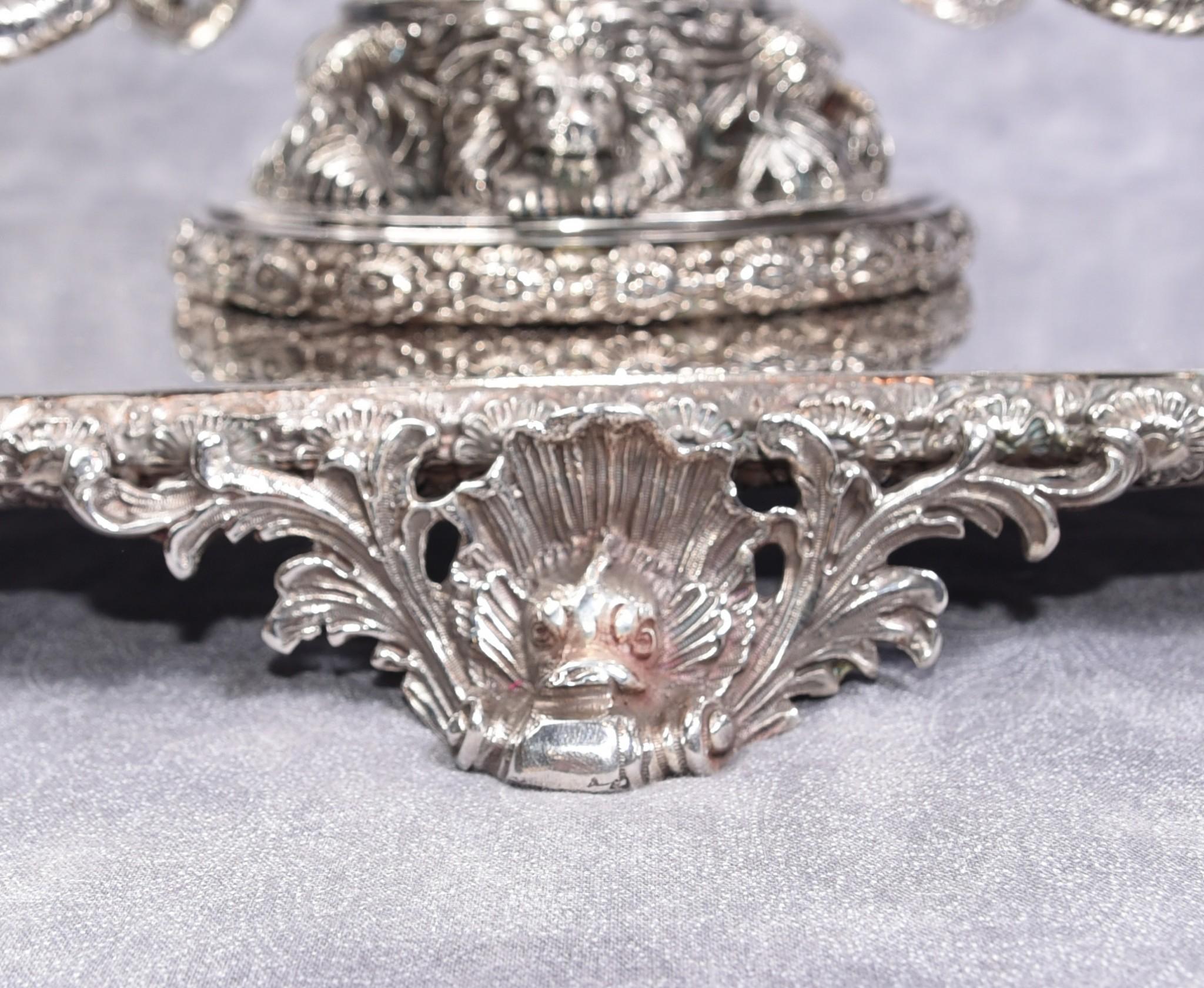 Silver Plate Centrepiece, Sheffield Surtout De Table Glass Epergne Victorian 6