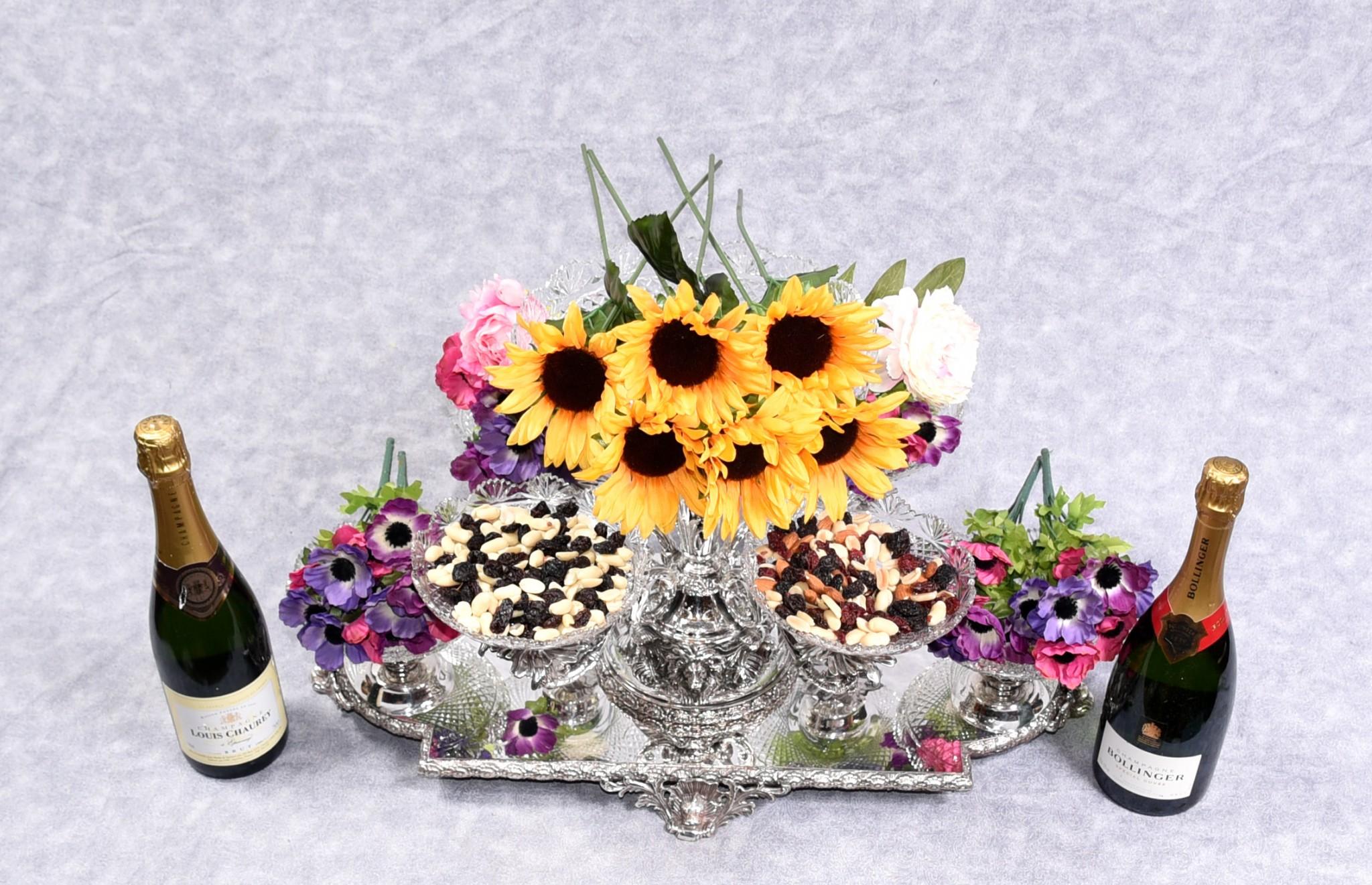 Silver Plate Centrepiece, Sheffield Surtout De Table Glass Epergne Victorian 5