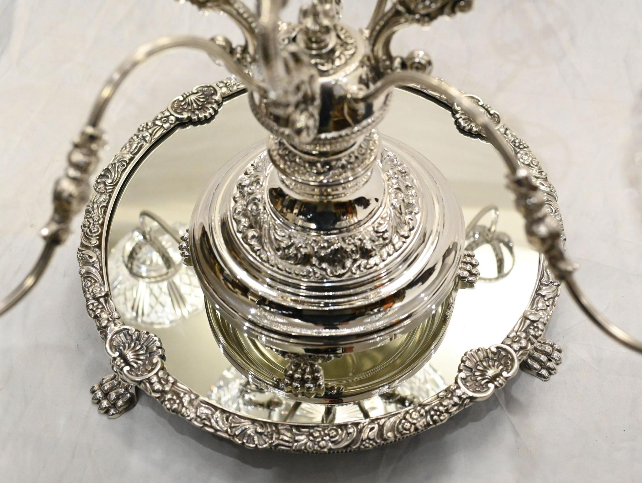 Late 20th Century Silver Plate Centrepiece Stand Table Display Sheffield Epergne For Sale