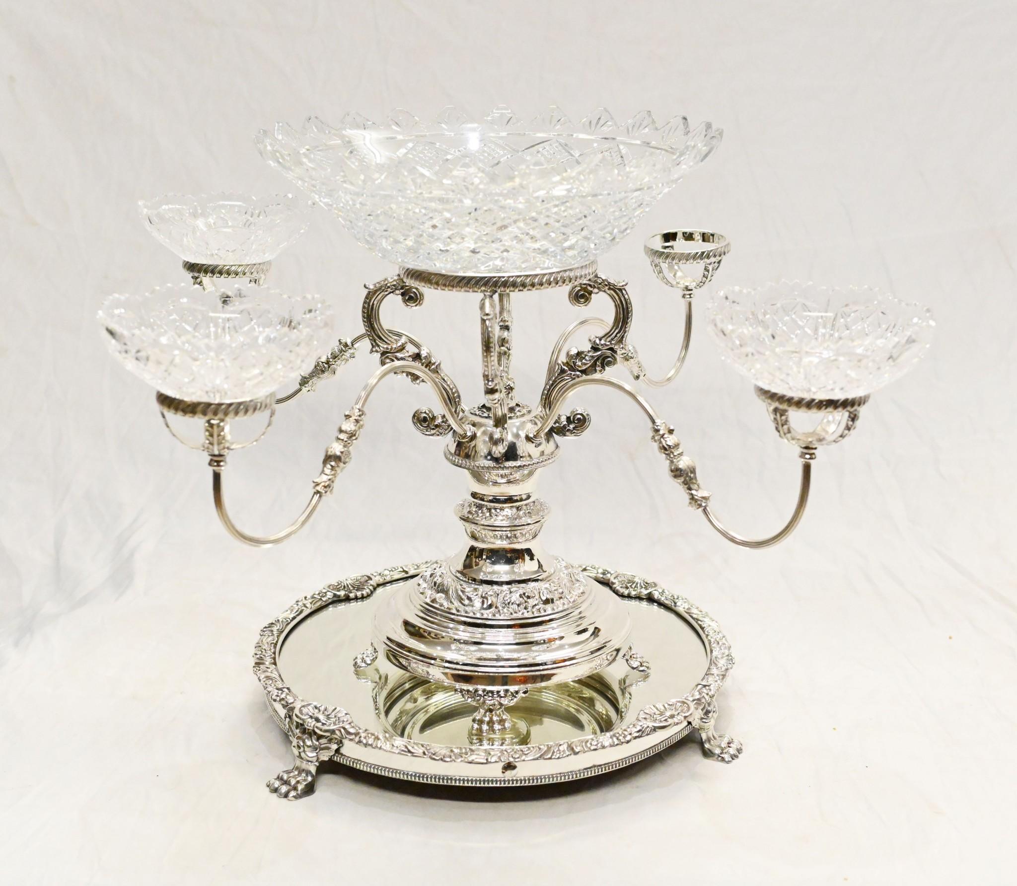 Silver Plate Centrepiece Stand Table Display Sheffield Epergne For Sale 2