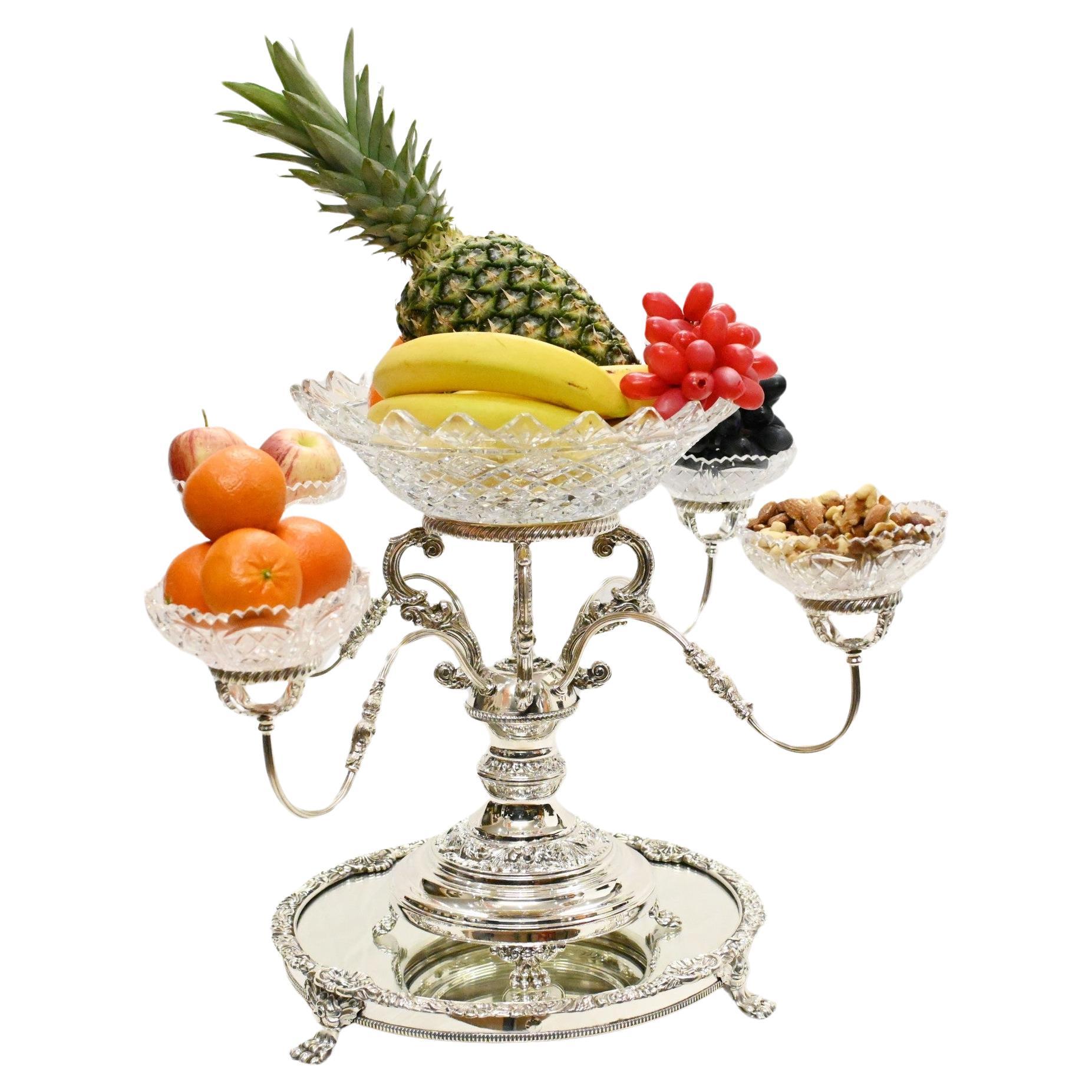Silver Plate Centrepiece Stand Table Display Sheffield Epergne For Sale