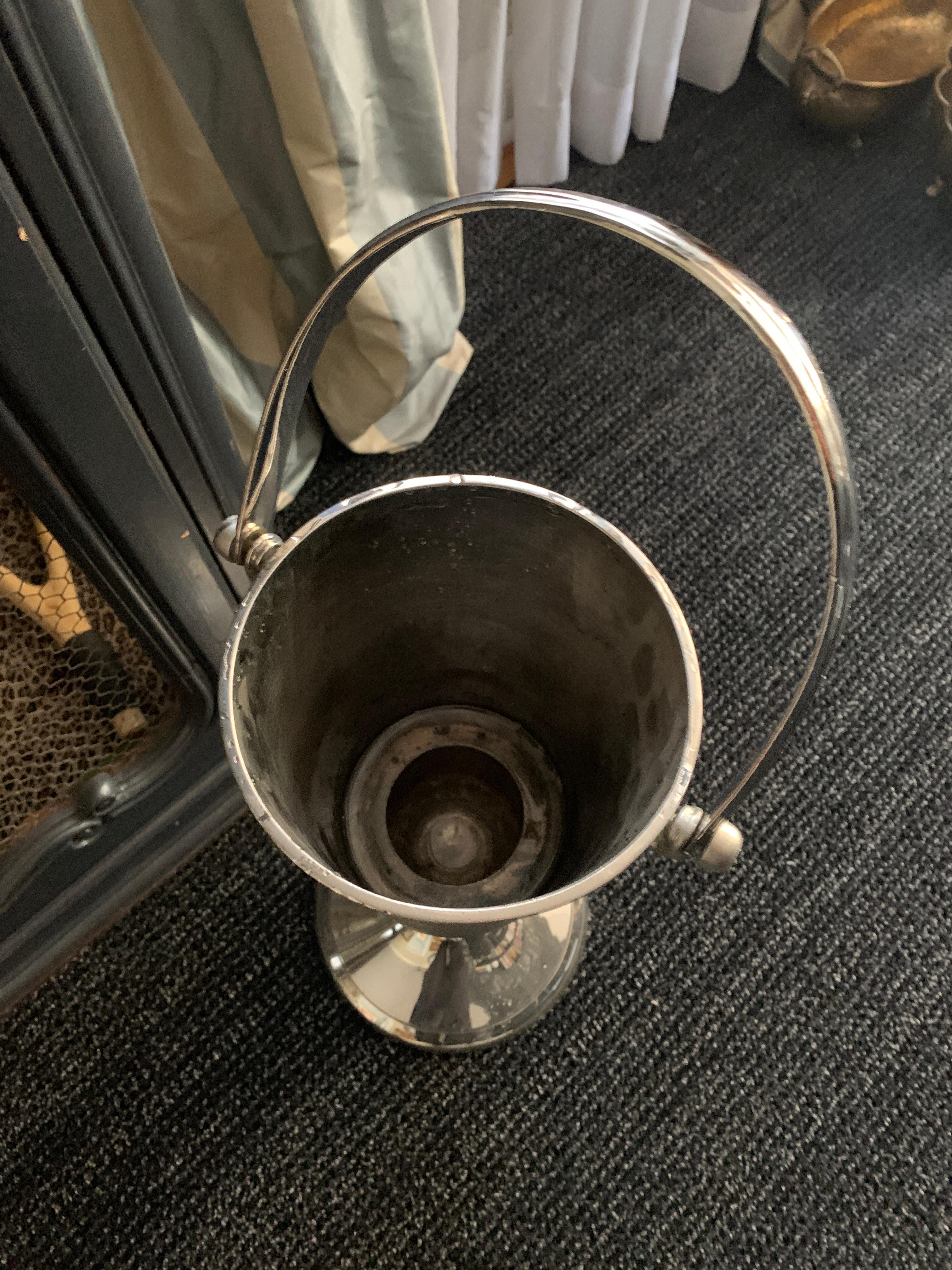 Silver Plate Champagne Bucket on Stand with Handle 2