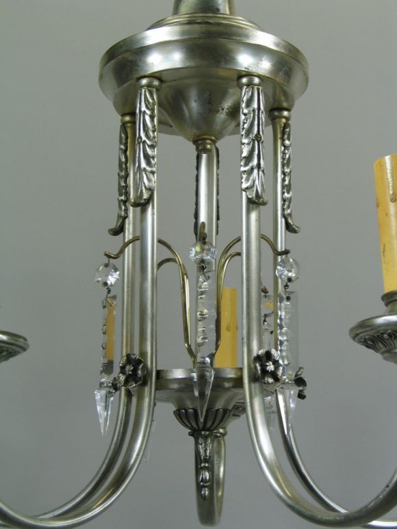 Silver Plate Chandelier, circa 1910 In Good Condition For Sale In Douglas Manor, NY