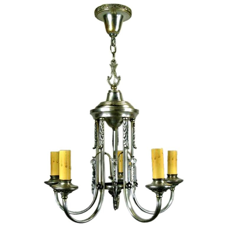 Silver Plate Chandelier, circa 1910 For Sale