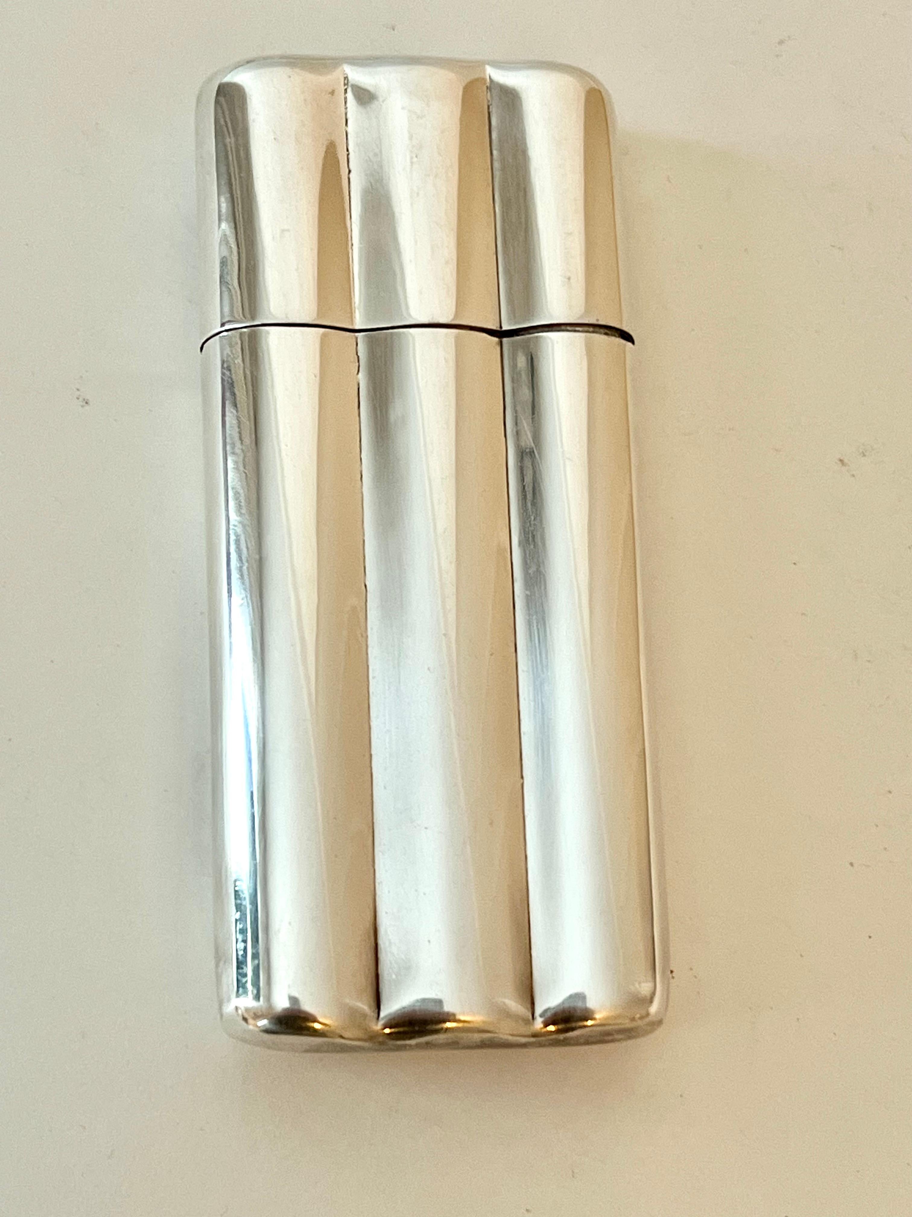 Polished Silver Plate Cigar Holder with Removable Lid For Sale