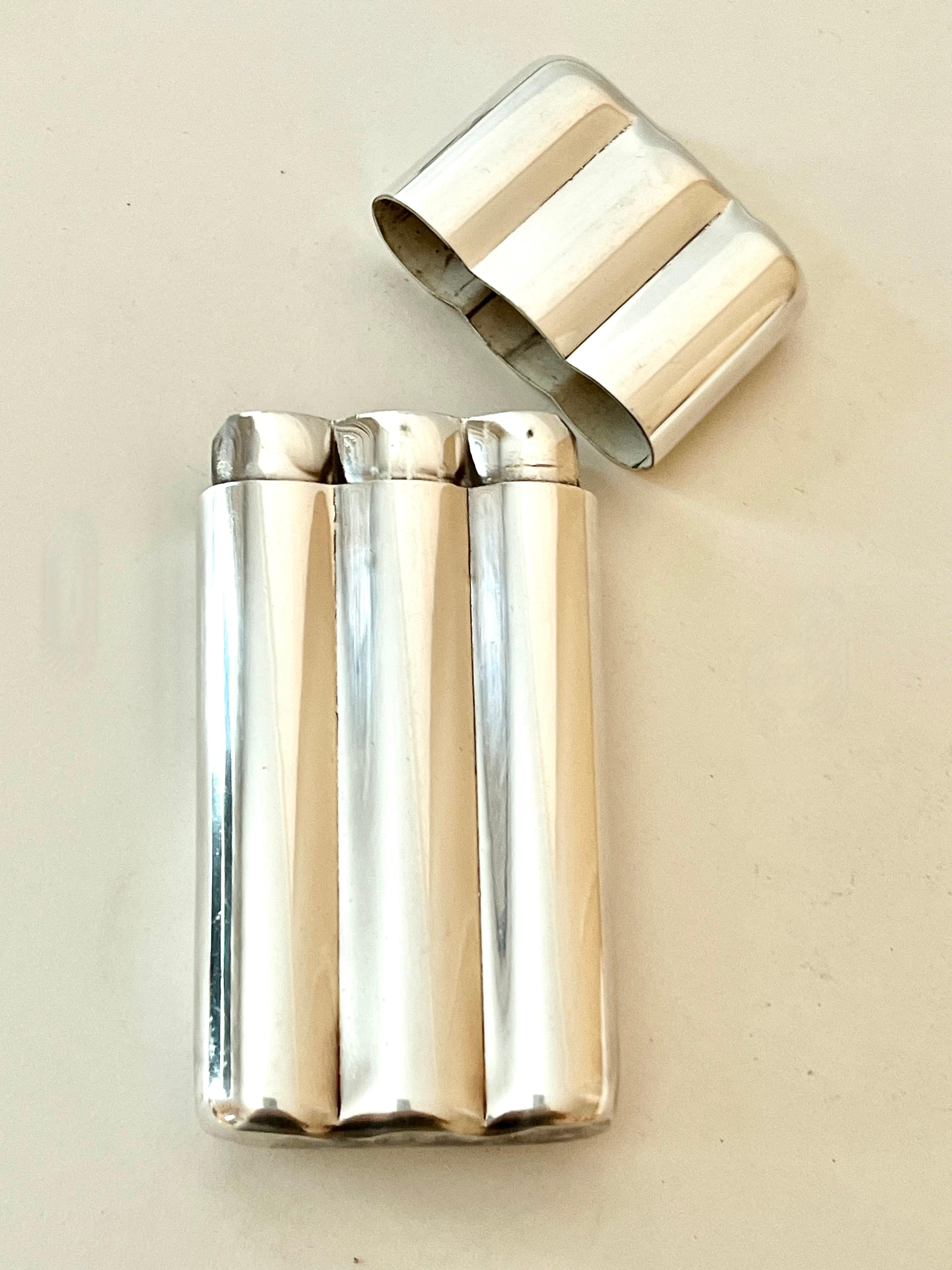 Silver Plate Cigar Holder with Removable Lid For Sale 2