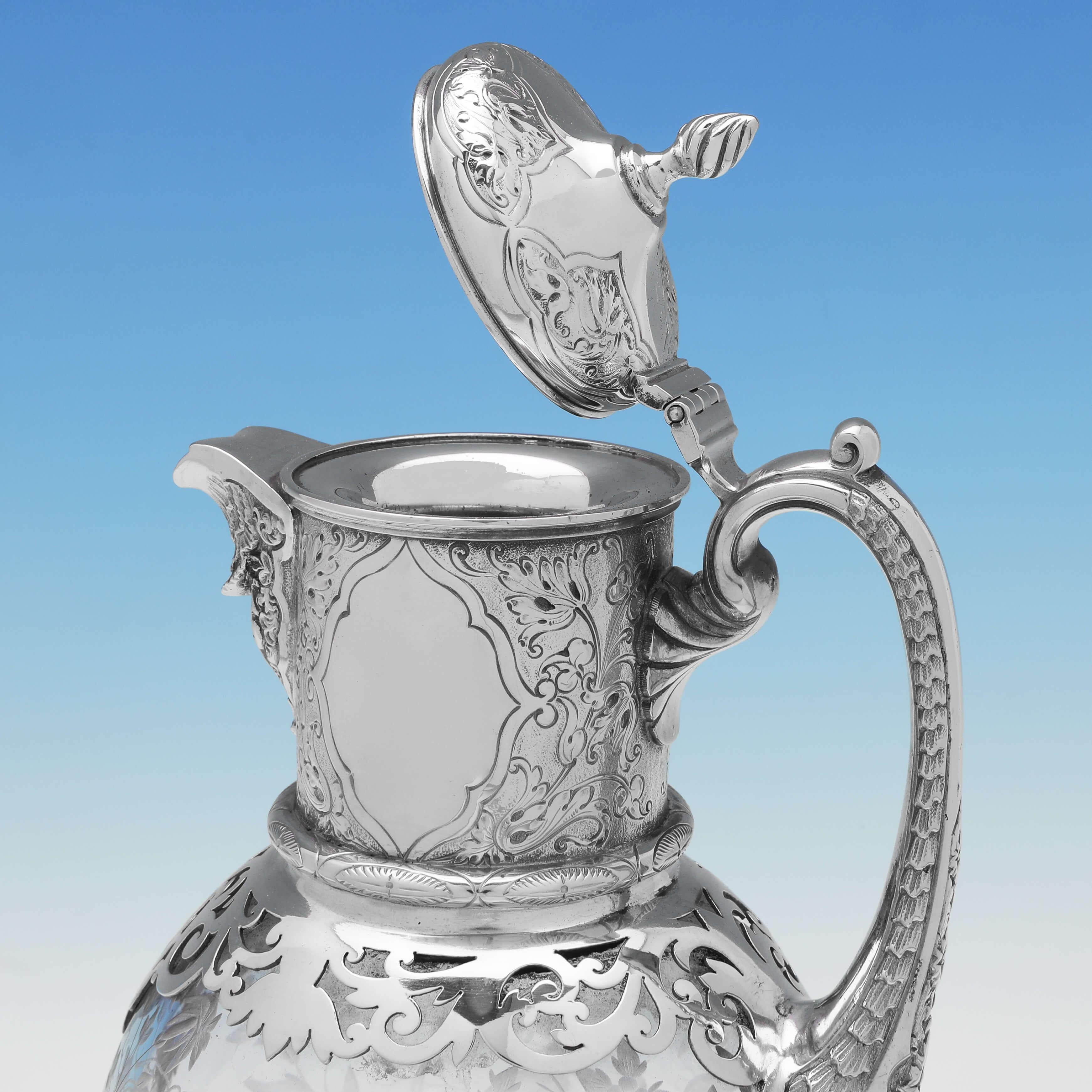 Aesthetic Movement Stunning Aesthetic Period Antique Silver Plated Claret Jug by Elkington in 1866
