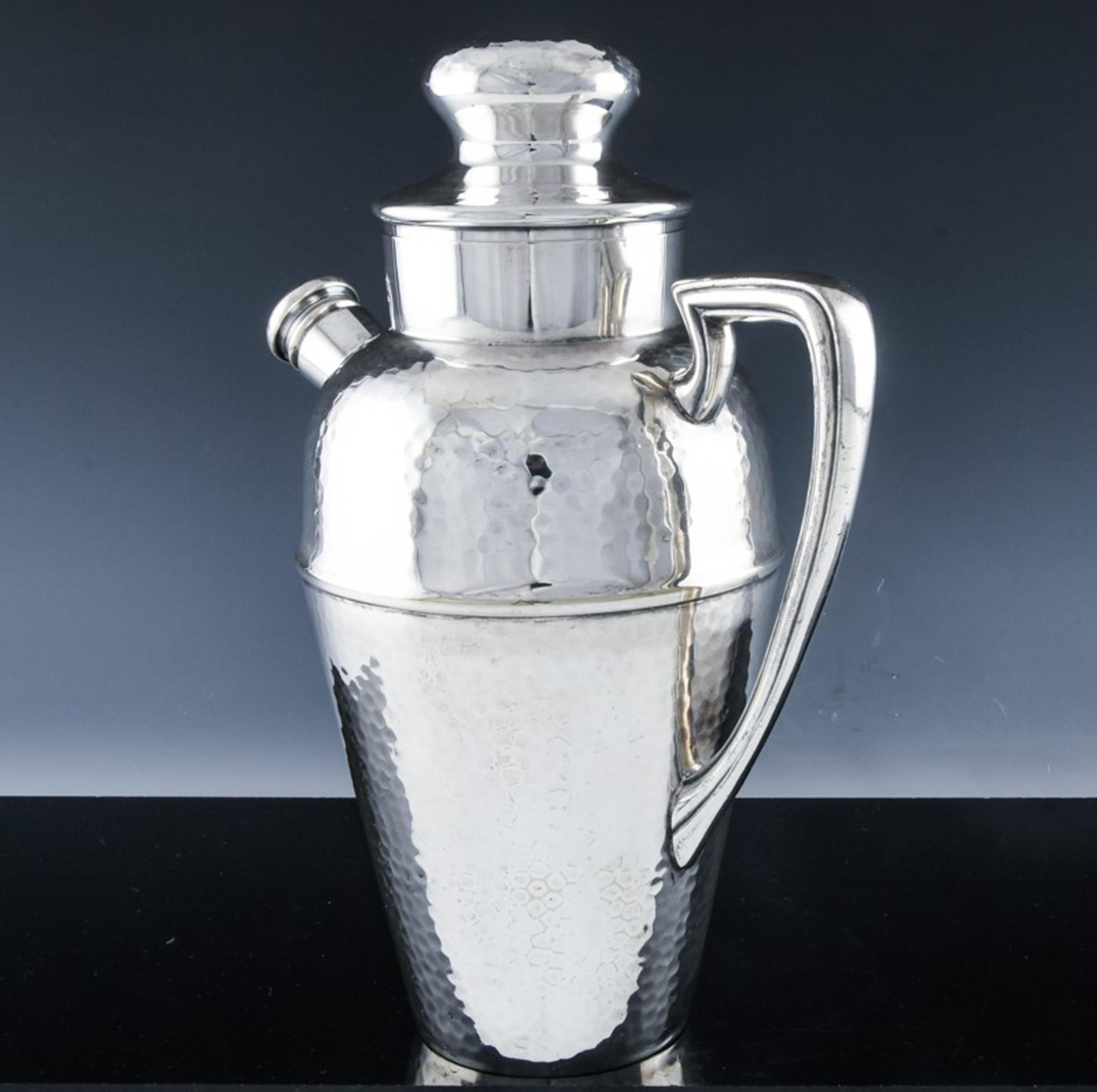 Art Deco Silver Plate Cocktail and Martine Shaker & Pitcher, 1930s