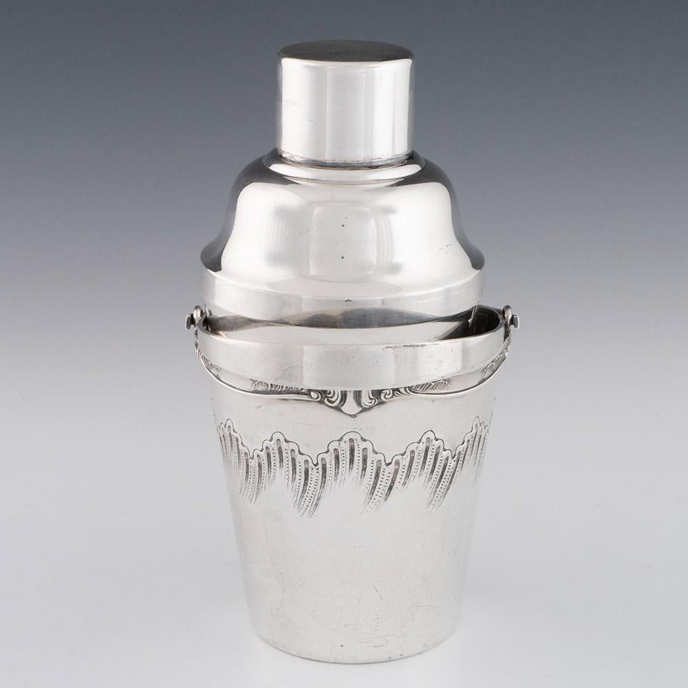Shaker da cocktail e secchiello per il ghiaccio in argento Delheid c1935 in vendita 3