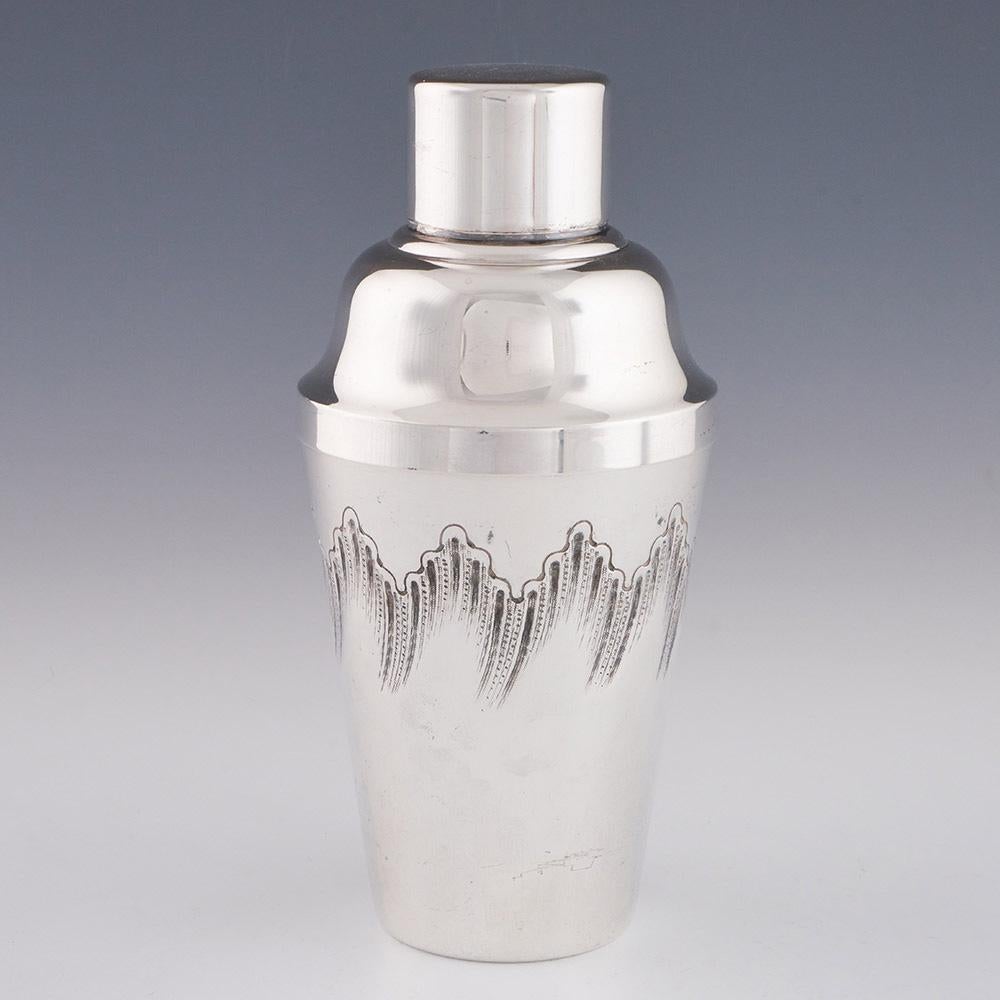 Art Déco Shaker da cocktail e secchiello per il ghiaccio in argento Delheid c1935 in vendita
