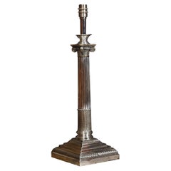 Silver Plate Corinthian Column Table Lamp