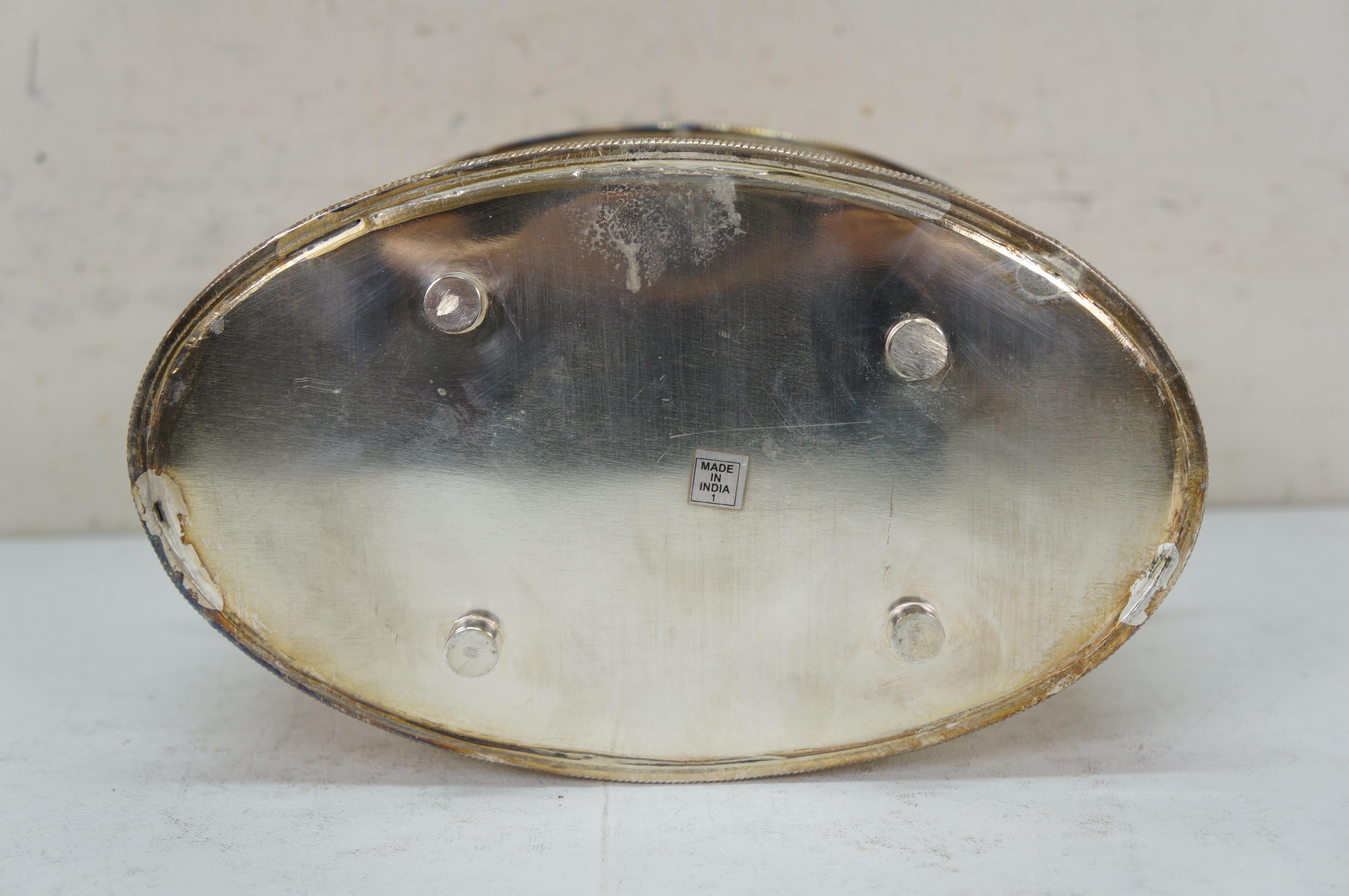 Secchiello refrigerante per vino con doppia bottiglia divisa in piastre d'argento Secchiello per ghiaccio da 10 pollici in vendita 4