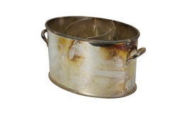 Silver Plate Divided Double Bottle Wine Serving Cooler Chiller Ice Bucket 10"