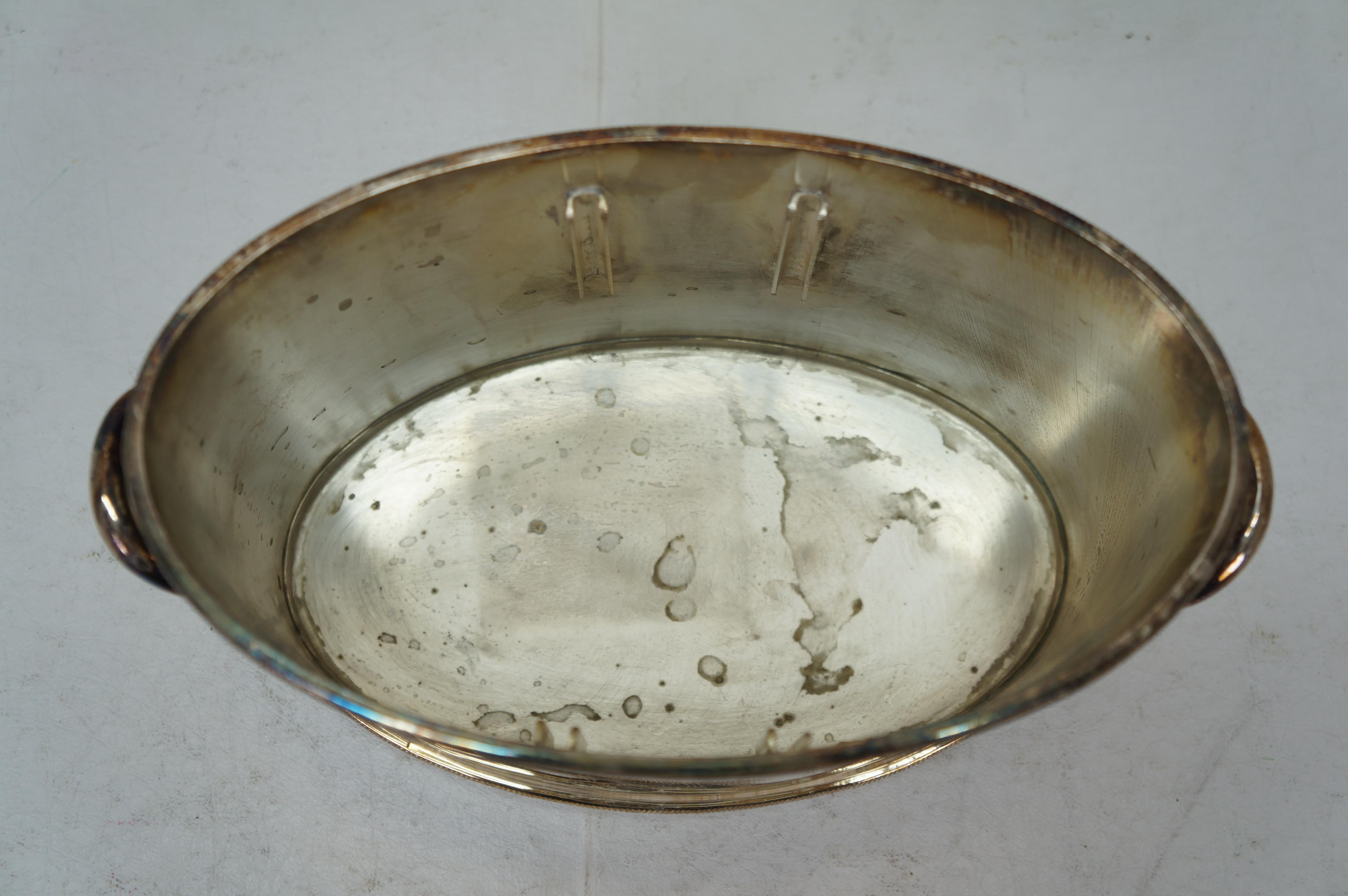 Secchiello refrigerante per vino con doppia bottiglia divisa in piastre d'argento Secchiello per ghiaccio da 10 pollici in vendita 2