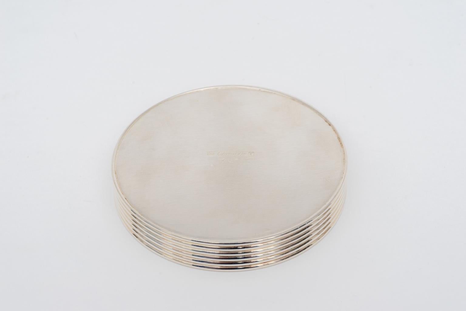 Polished Christofle Set of Six Silver Plate Drink Coasters