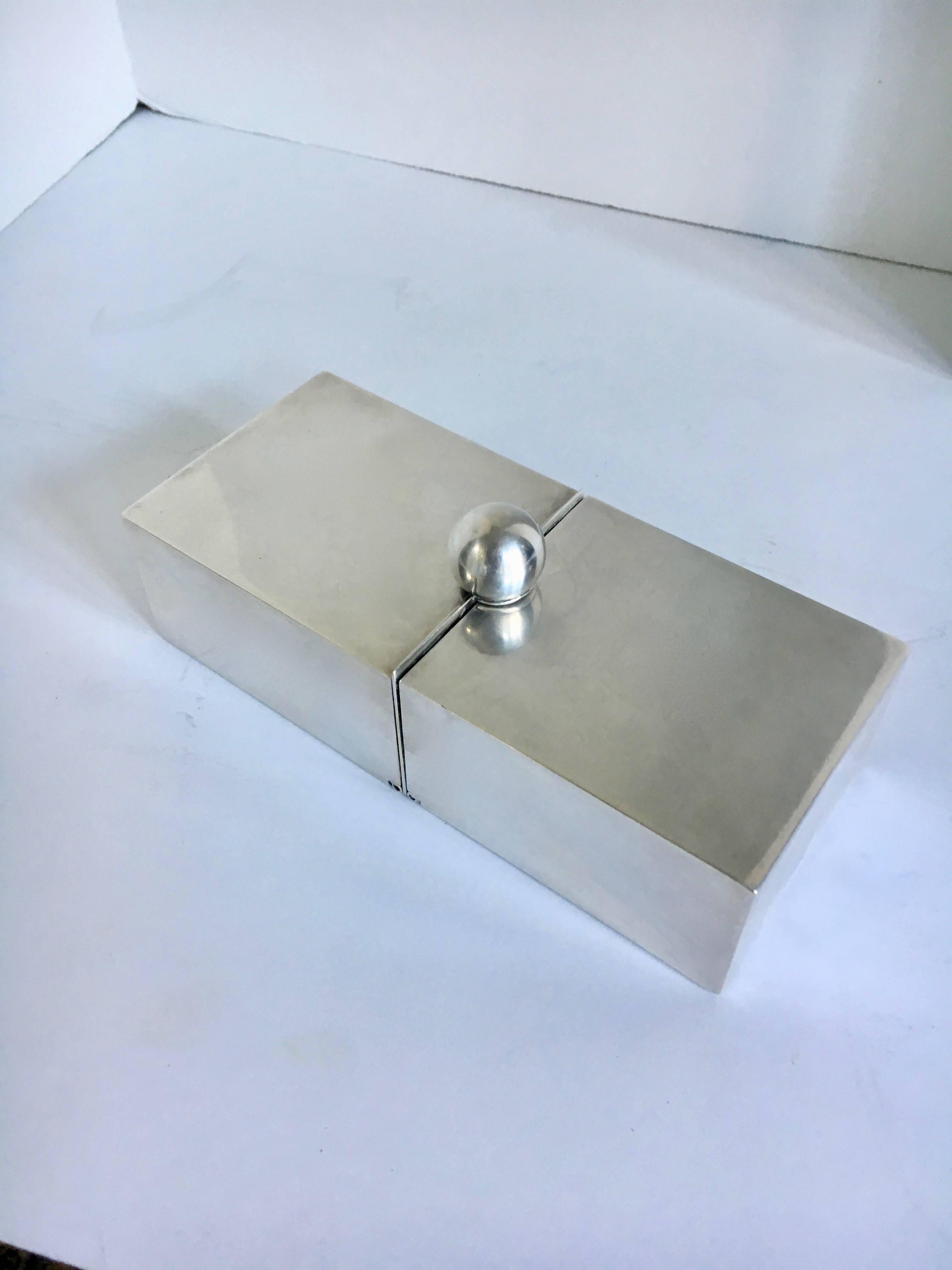 Mid-Century Modern Silver Plate Dual Purpose Collapsible Box