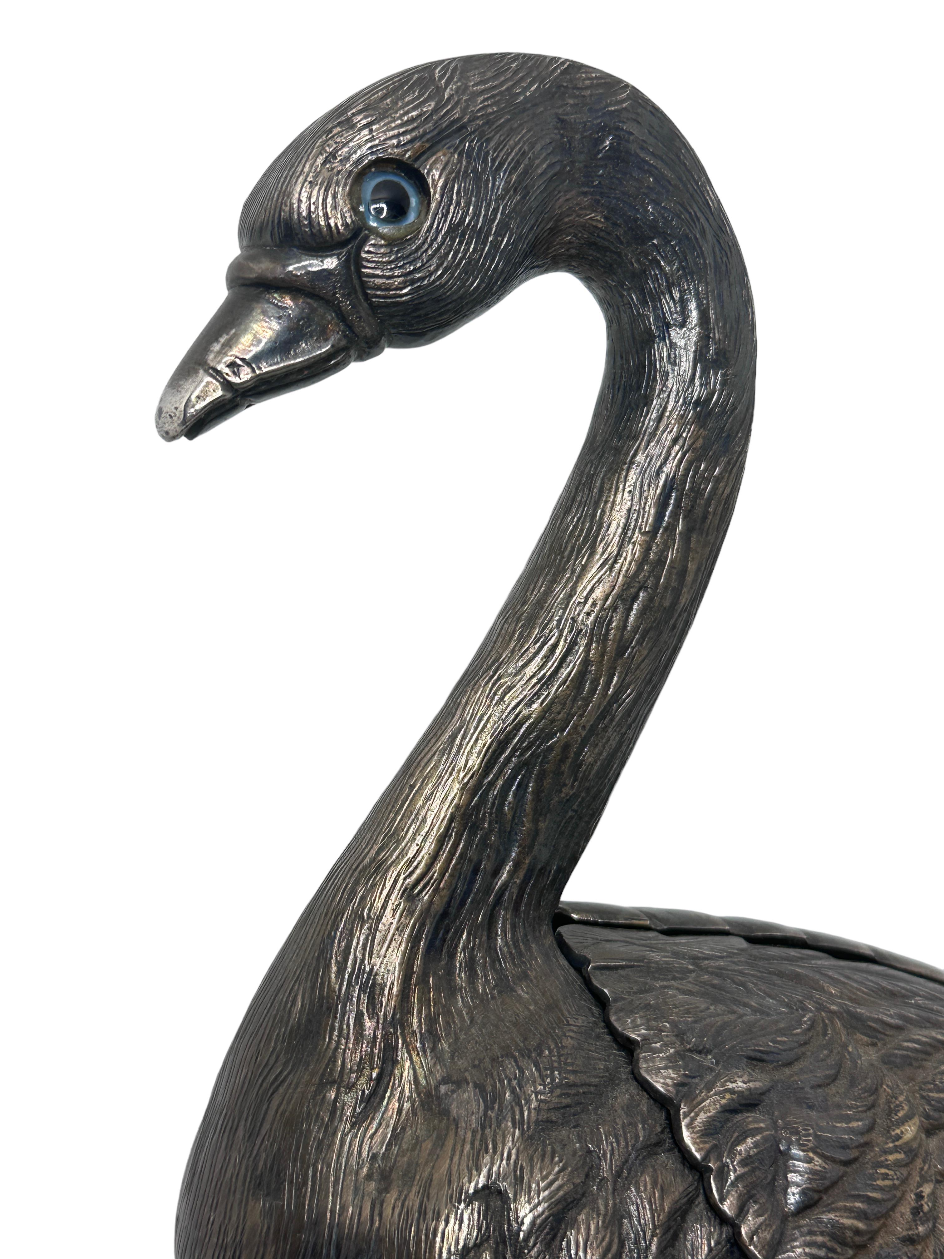 Austrian Silver Plate Duck Table Statue Sculpture for Side Dishes Antique European For Sale