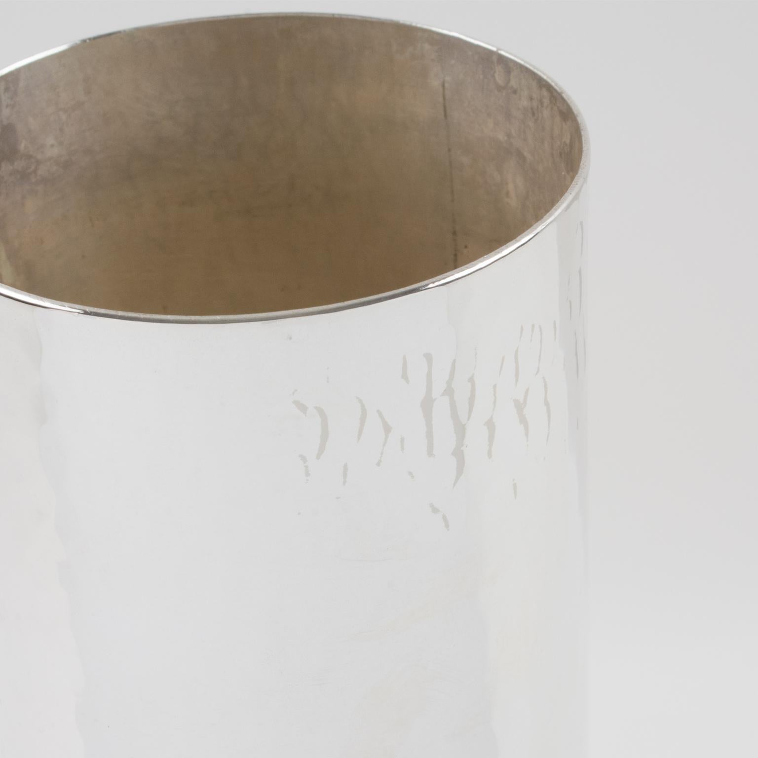 Silver Plate Embossed Tall Tumbler Vase, Italy 1980s For Sale 2
