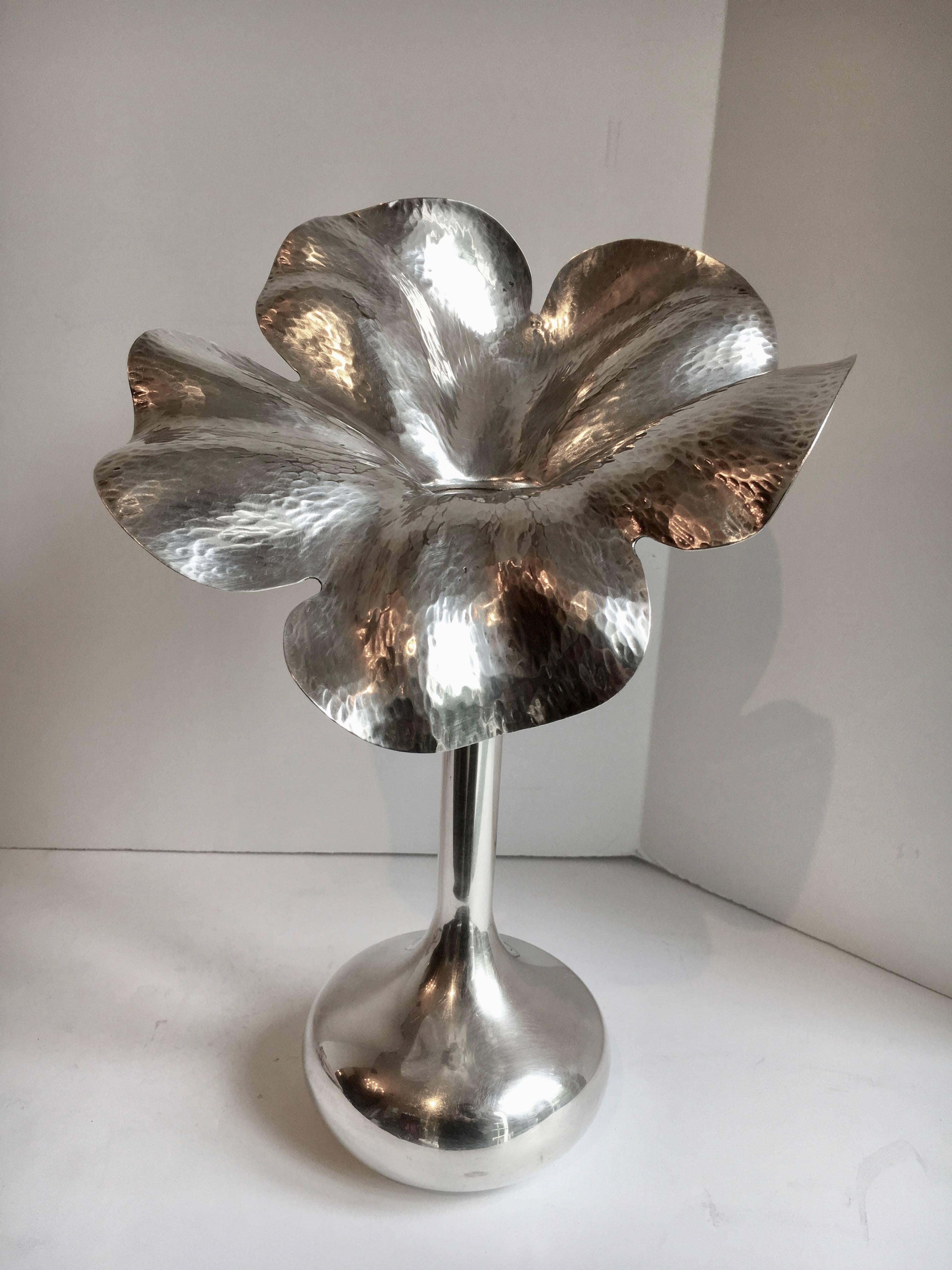 Silver plate flower shaped vase - A unique design and stunning shape... great for any buds, or for decorative use... great for any room or table. Marilena Mariotto.  Holiday Gifts