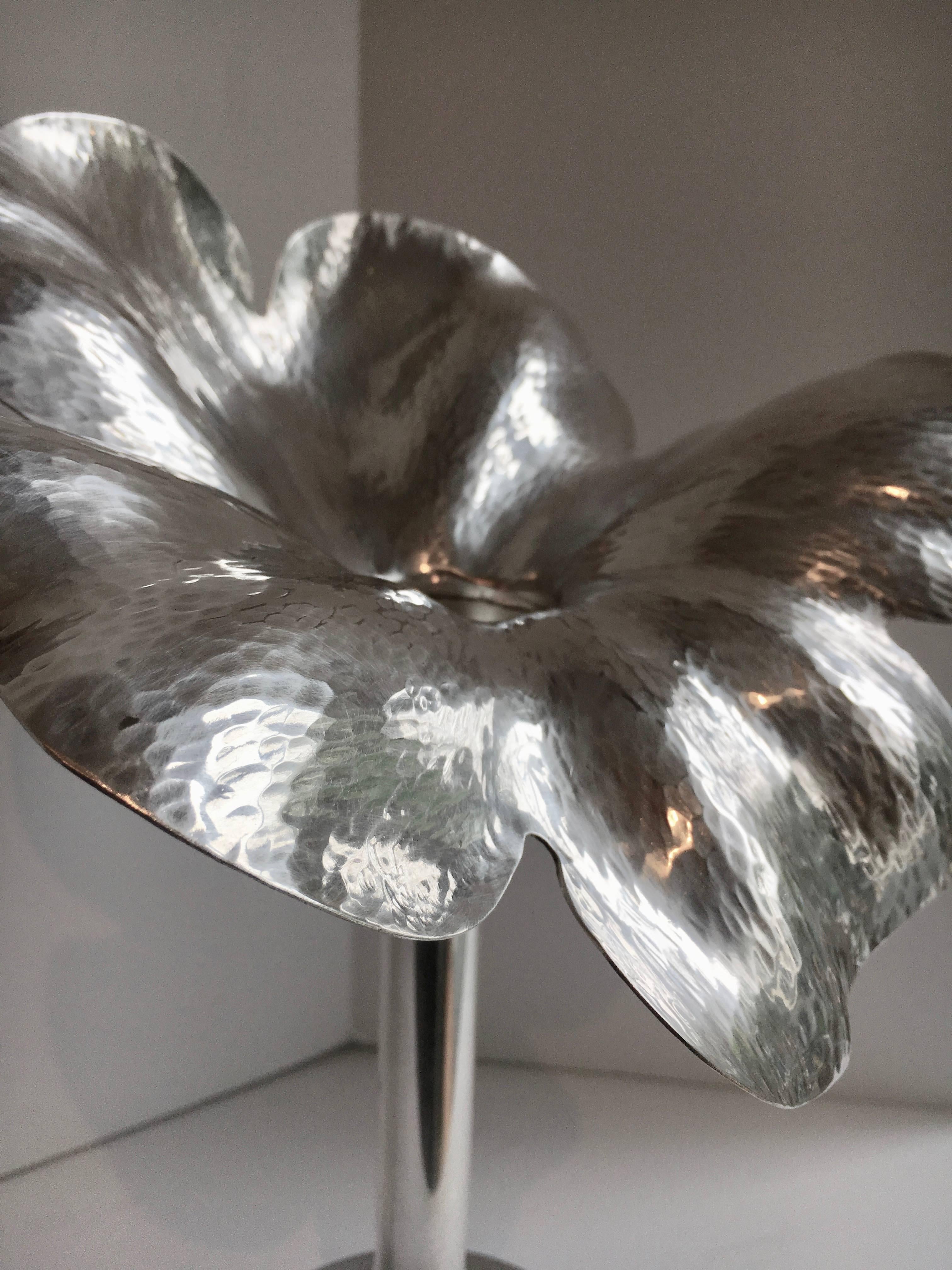 silver flower vase