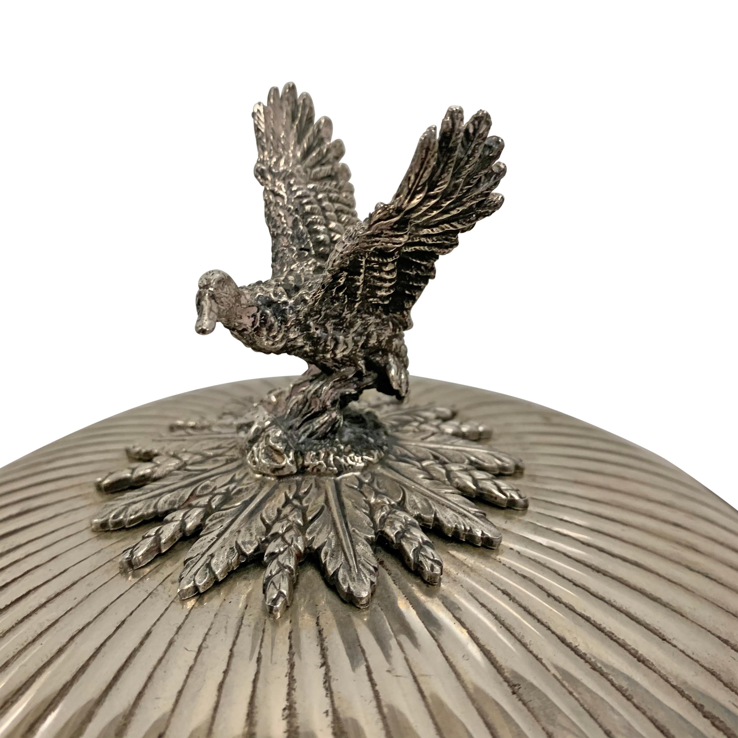 Silver Plate Food Dome with Duck Finial In Good Condition In Chicago, IL
