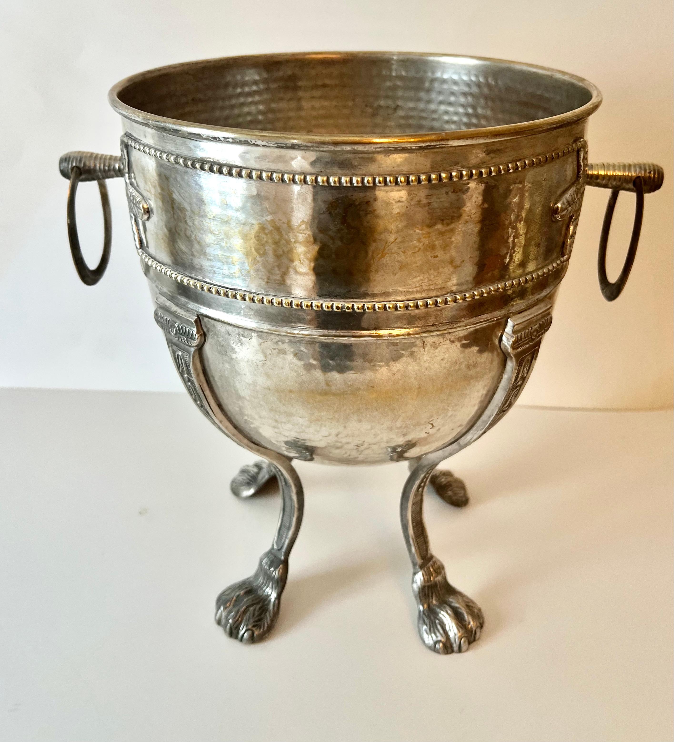 Silver Plate Footed Planter Jardiniere or Champagne Chiller In Good Condition For Sale In Los Angeles, CA