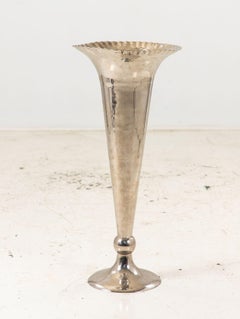 Silver Plate Footed Vase with Scalloped Lip, 2010s India