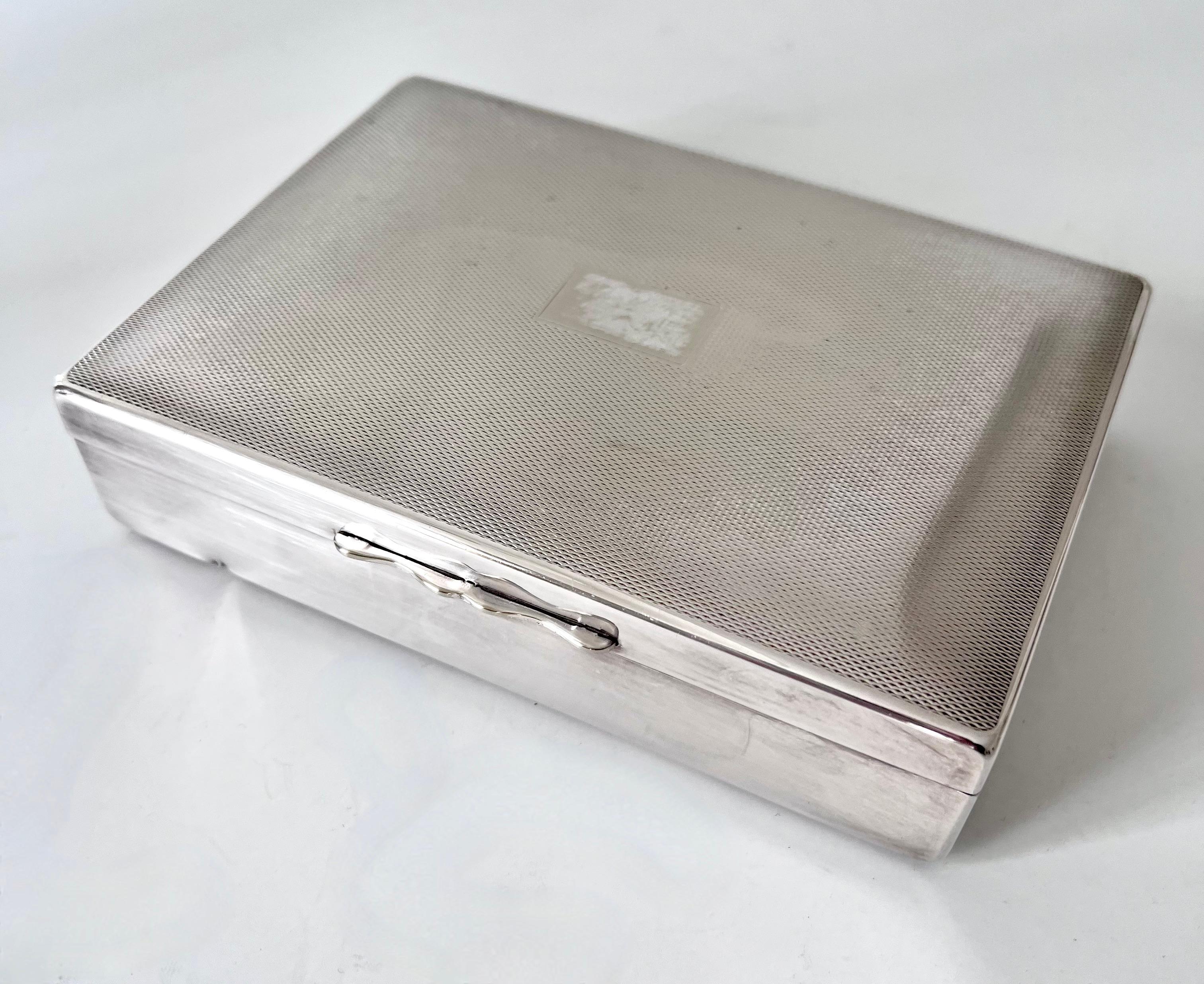 Mid-Century Modern Silver Plate French Box with Wood Interior For Sale