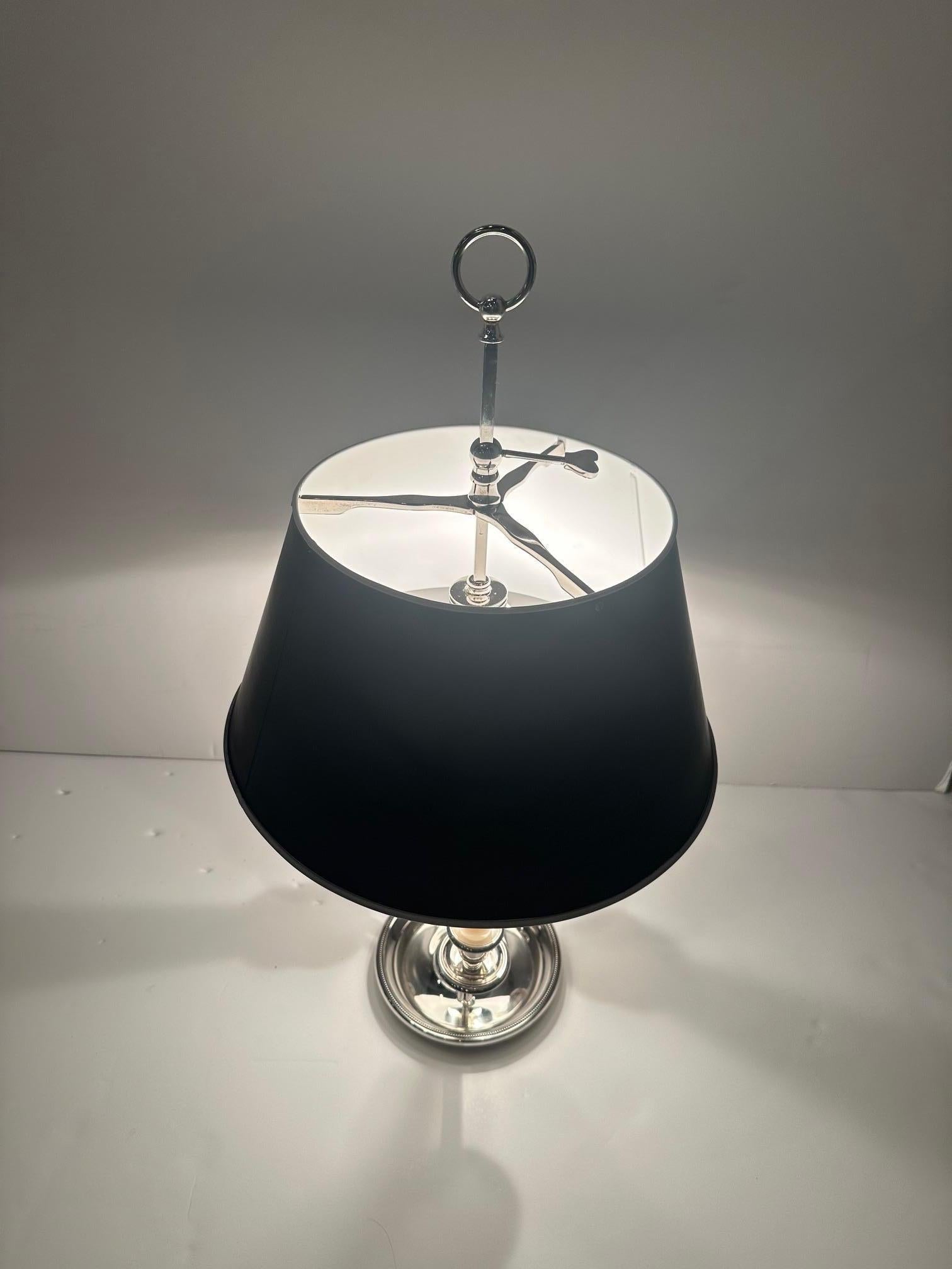 Lampe de table Bouillotte en métal argenté en forme de corne de bruyère en vente 6