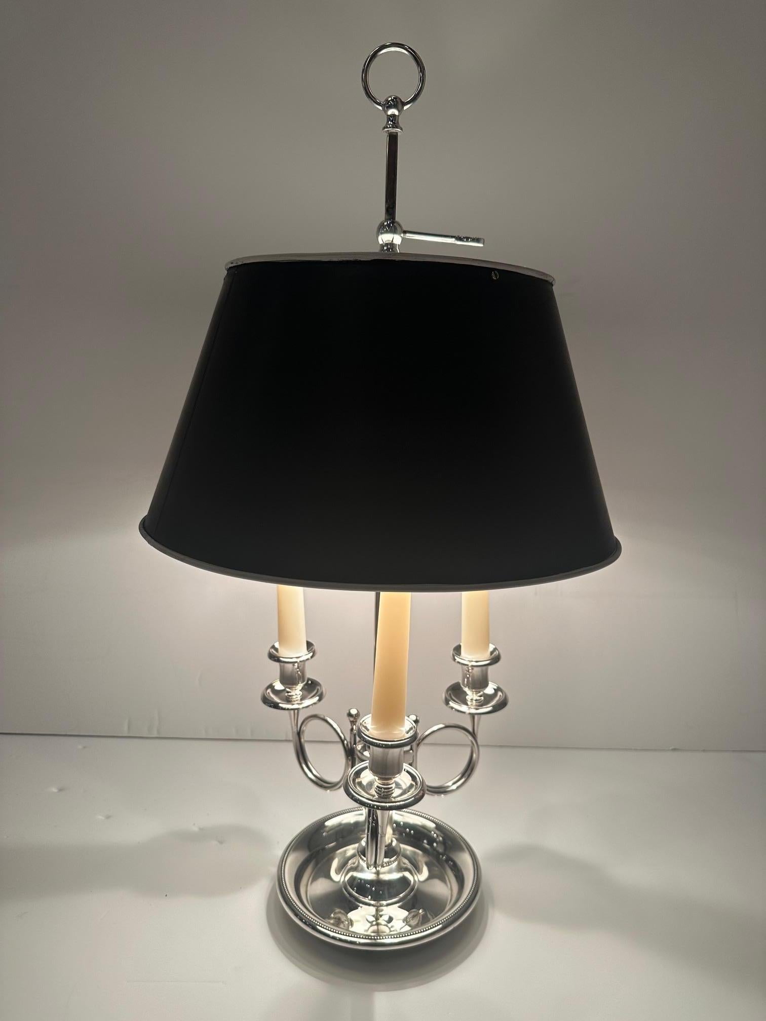 Lampe de table Bouillotte en métal argenté en forme de corne de bruyère en vente 7