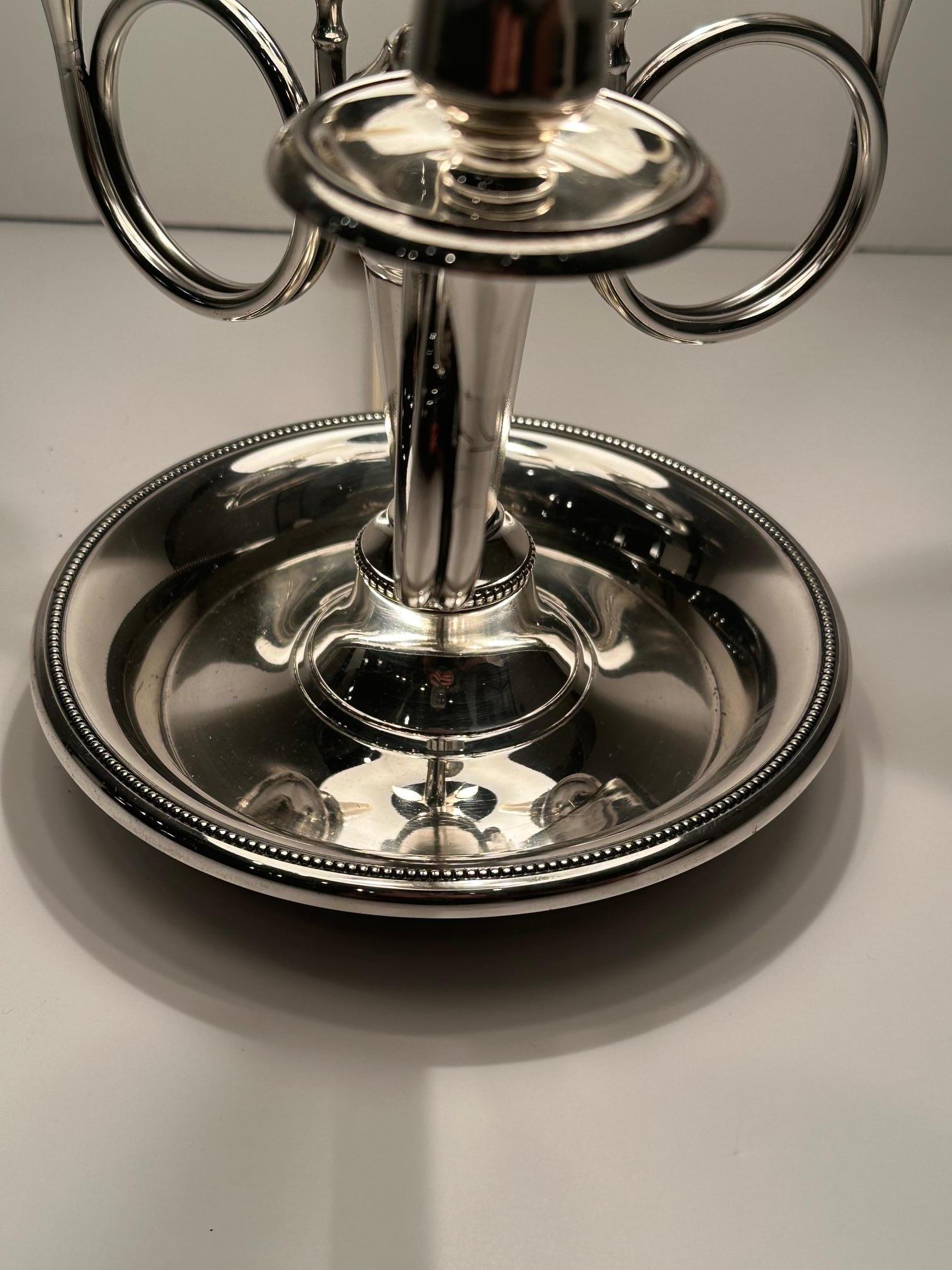 Lampe de table Bouillotte en métal argenté en forme de corne de bruyère en vente 8