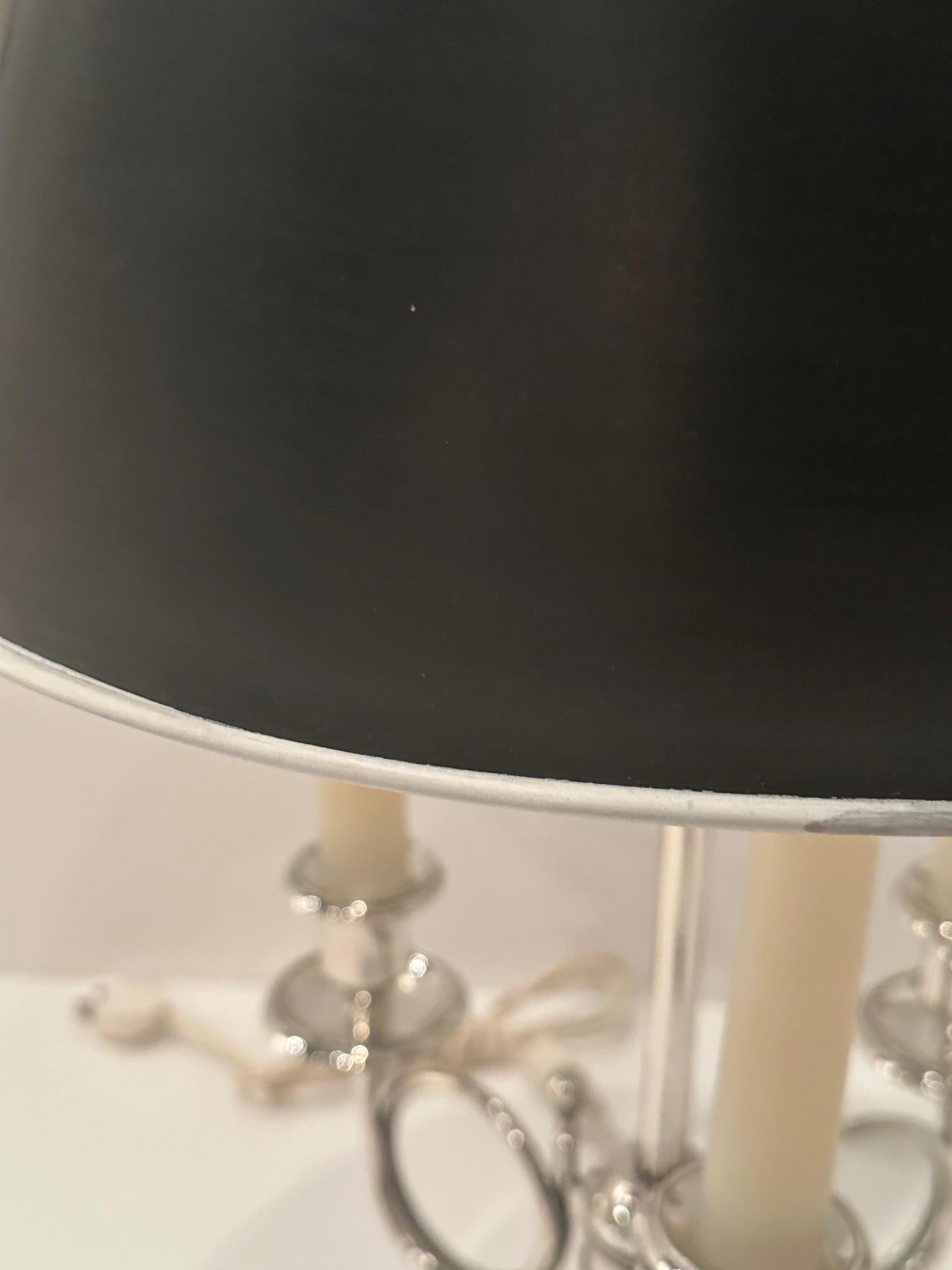 Lampe de table Bouillotte en métal argenté en forme de corne de bruyère Bon état - En vente à Hopewell, NJ