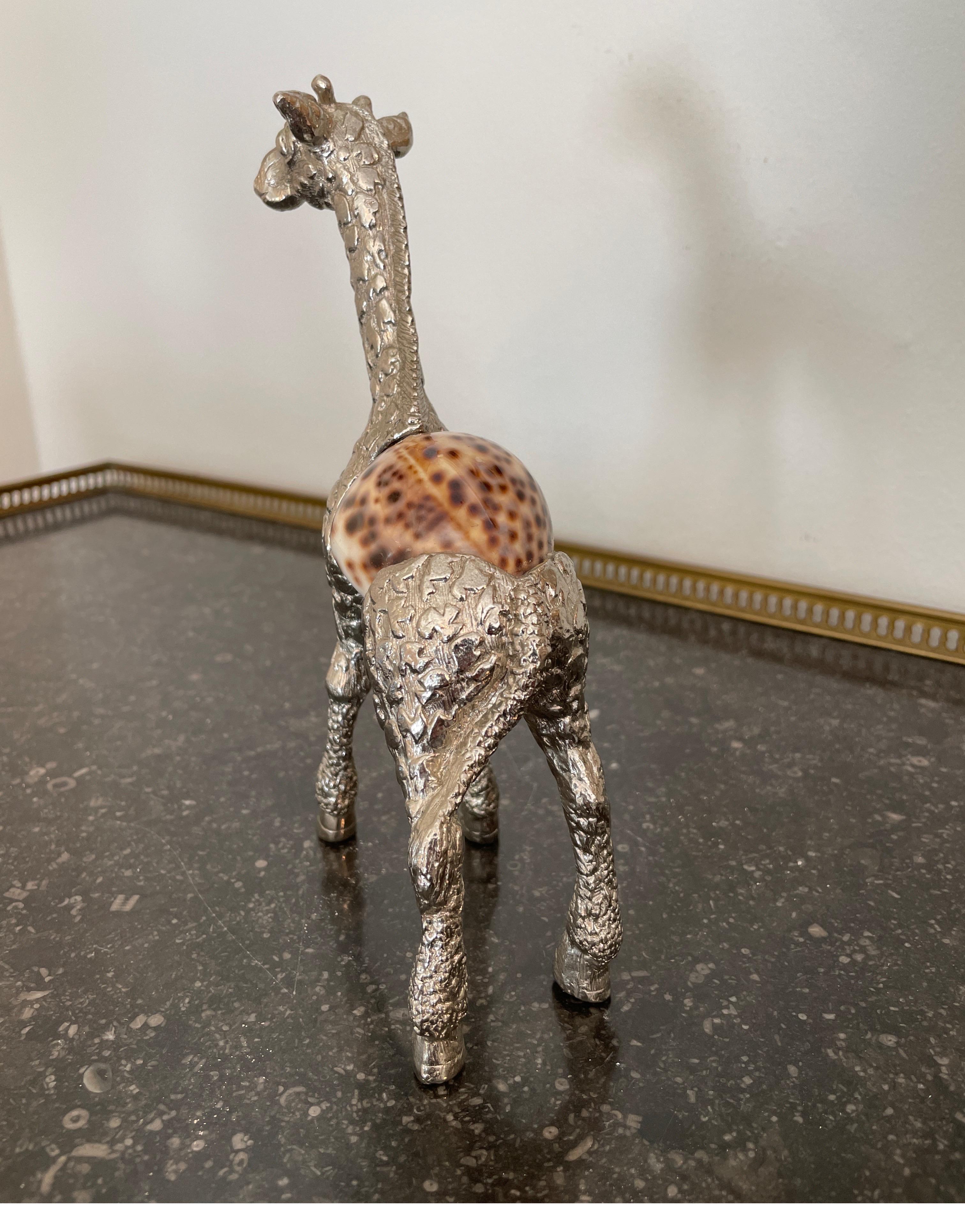 Silver Plate Giraffe & Kangaroo Figurines with Shell Body 1