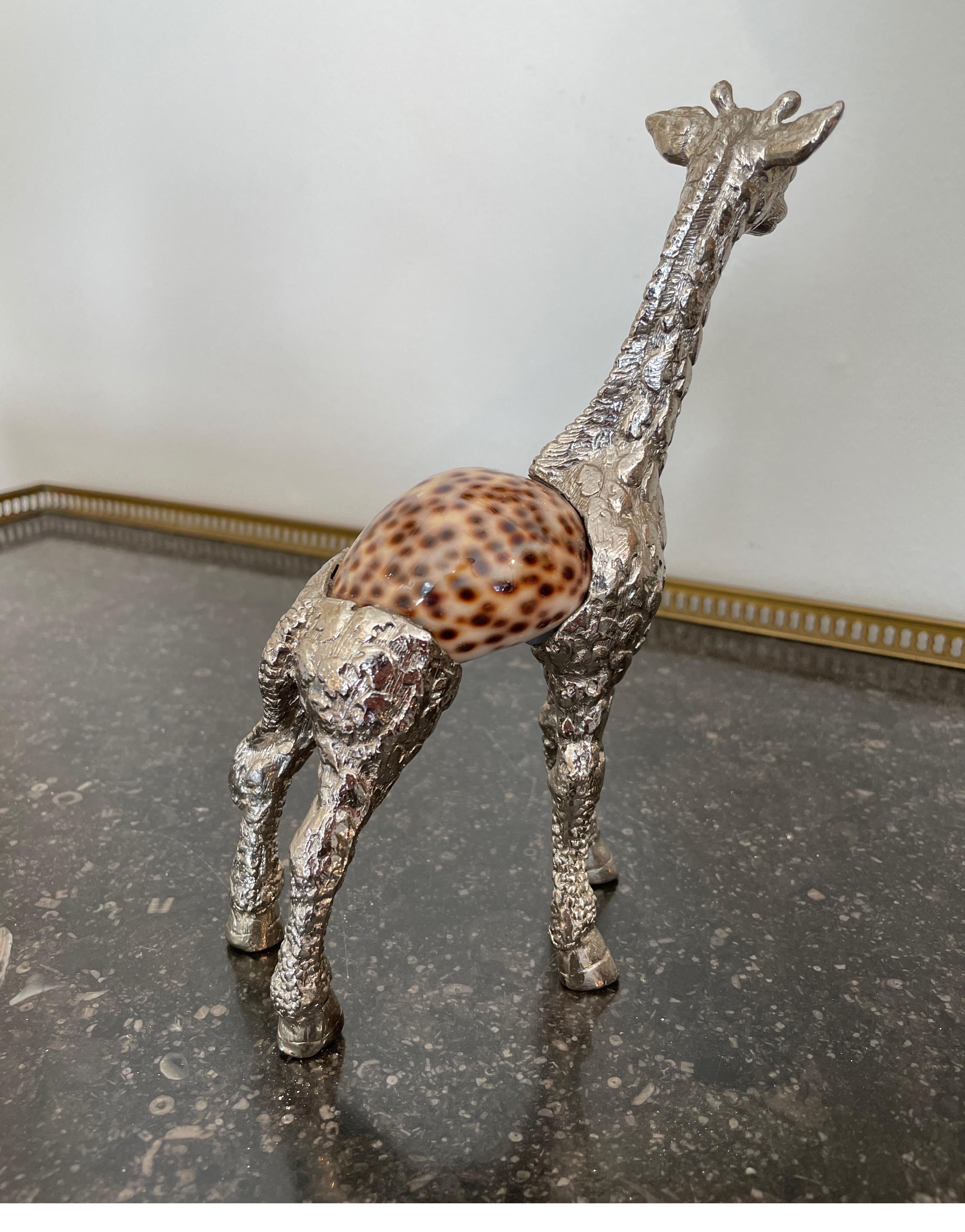 Silver Plate Giraffe & Kangaroo Figurines with Shell Body 2
