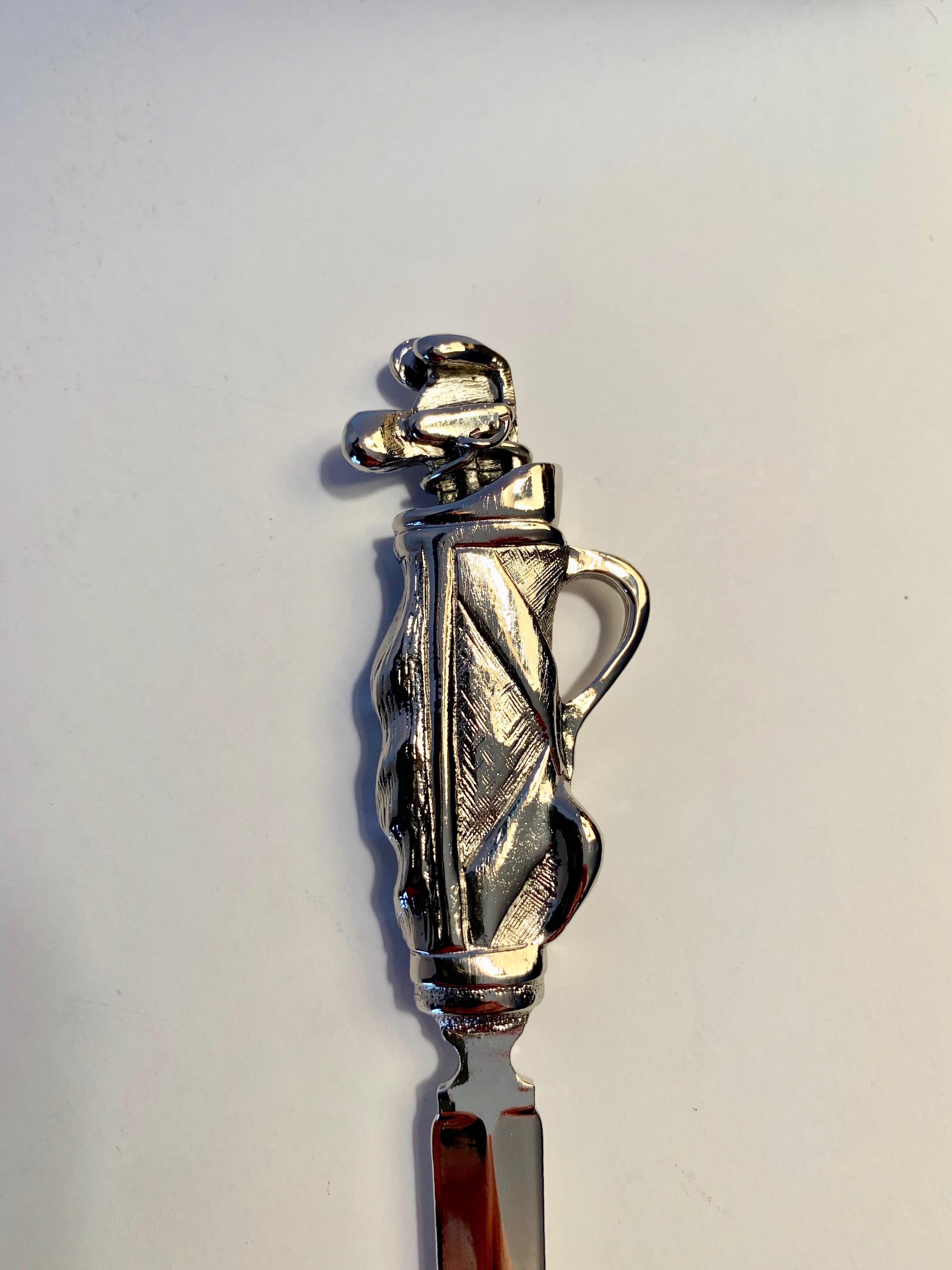 Mid-Century Modern Silver Plate Golf Bag Letter Opener