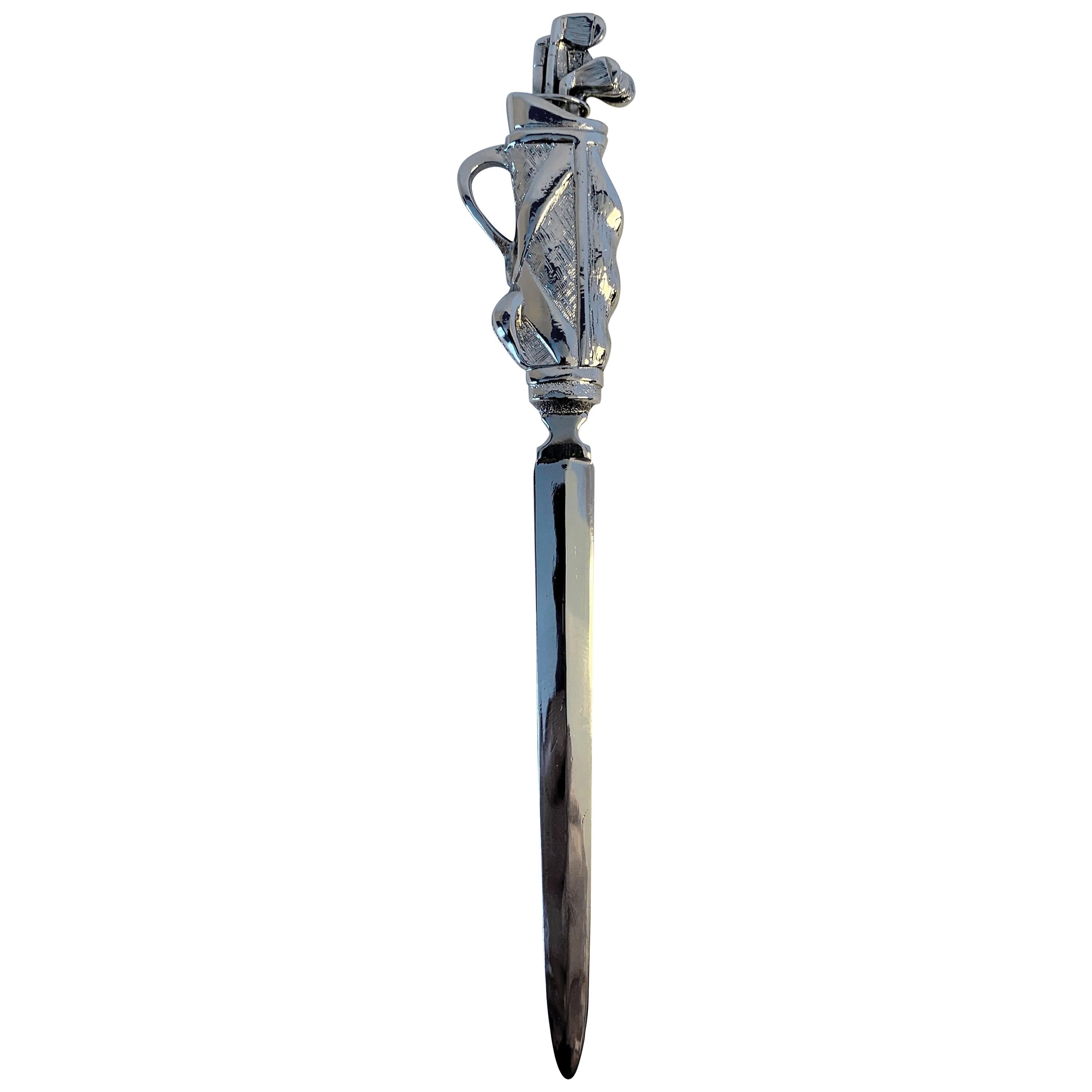 Silver Plate Golf Bag Letter Opener