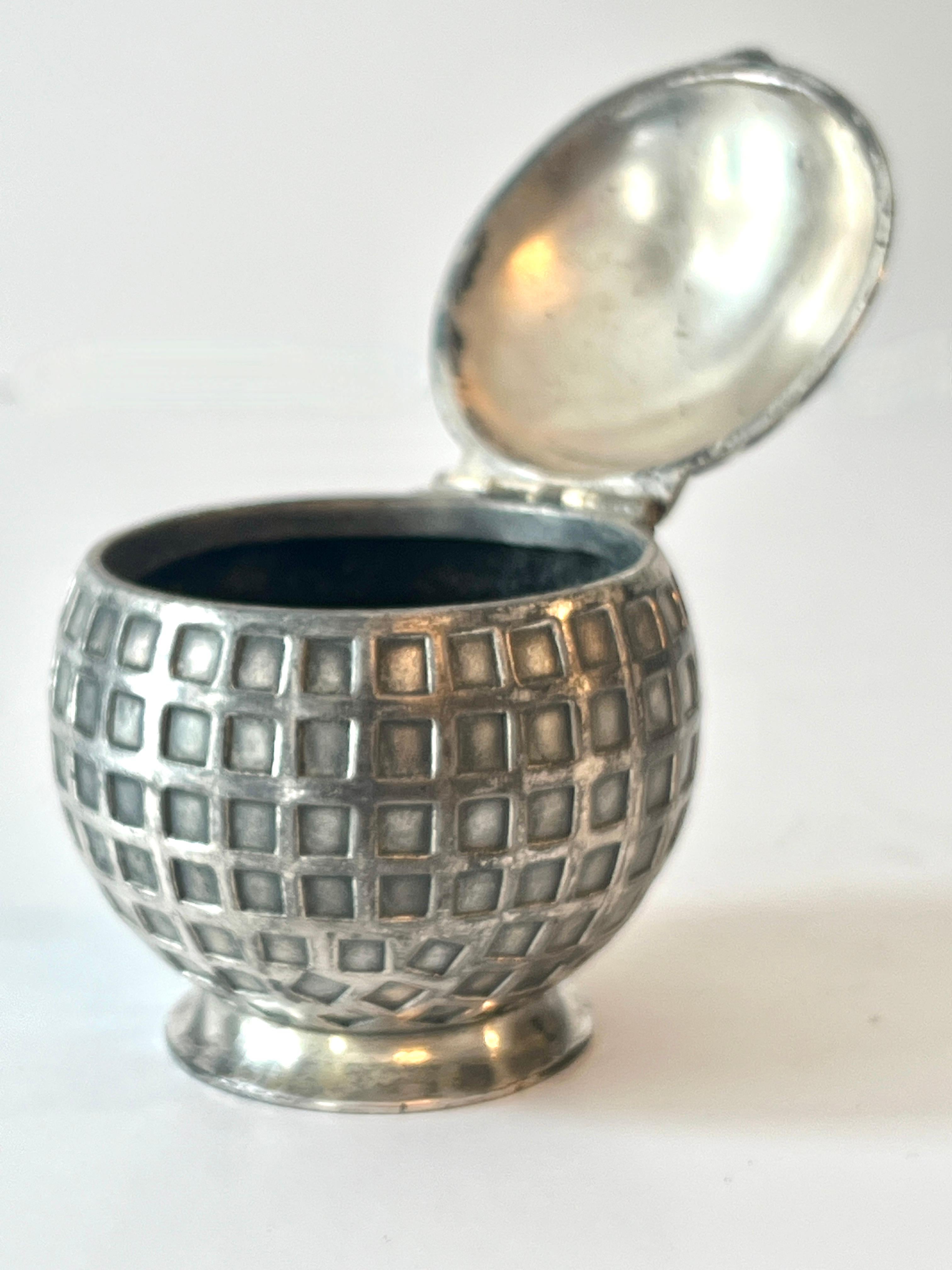 20th Century Silver Plate Golf Ball Ink Well Lidded Box For Sale