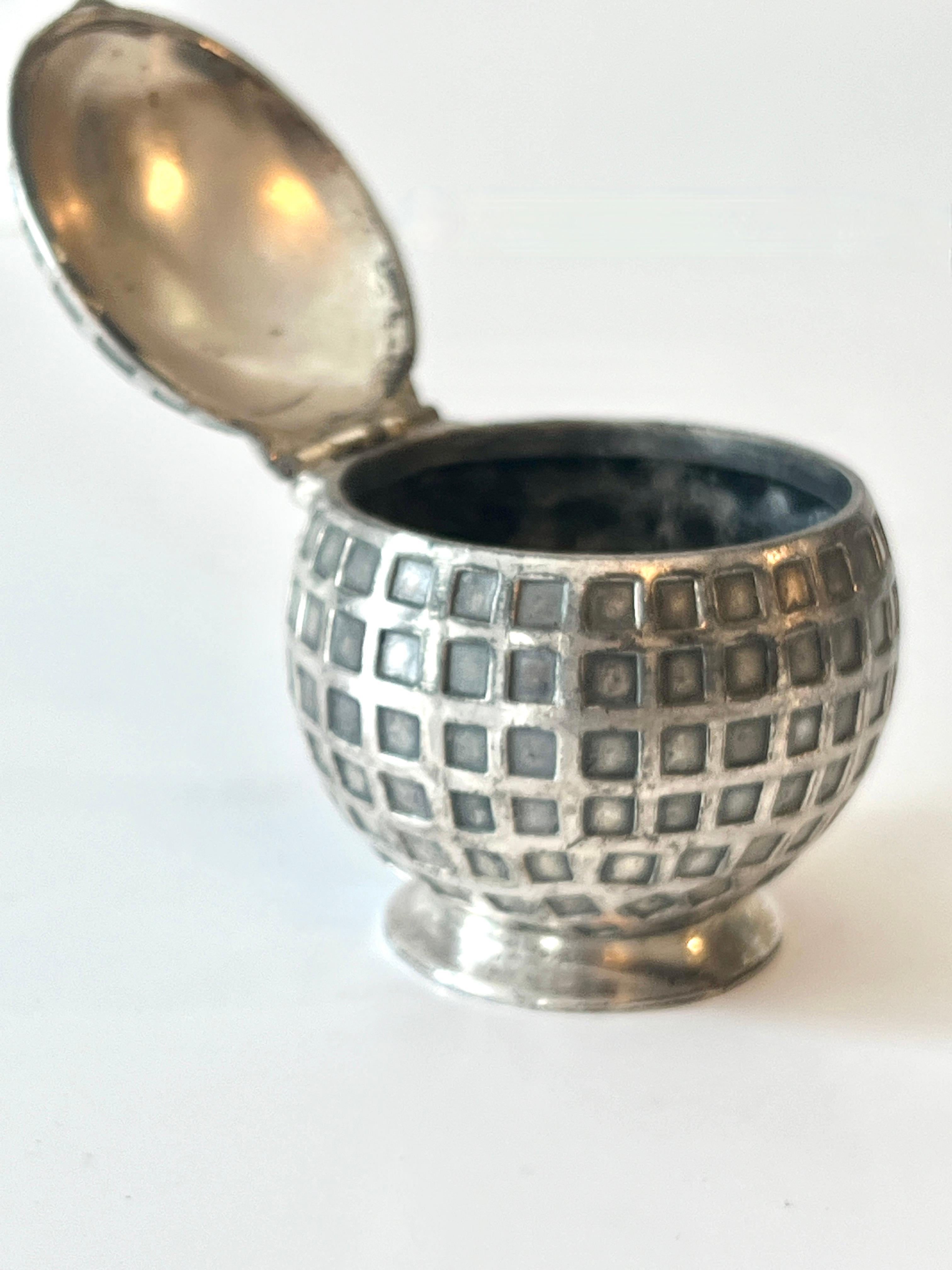 Silver Plate Golf Ball Ink Well Lidded Box For Sale 1