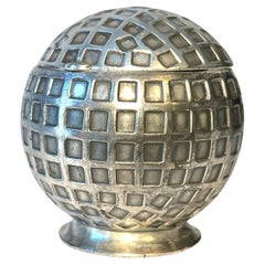 Silver Plate Golf Ball Ink Well Lidded Box