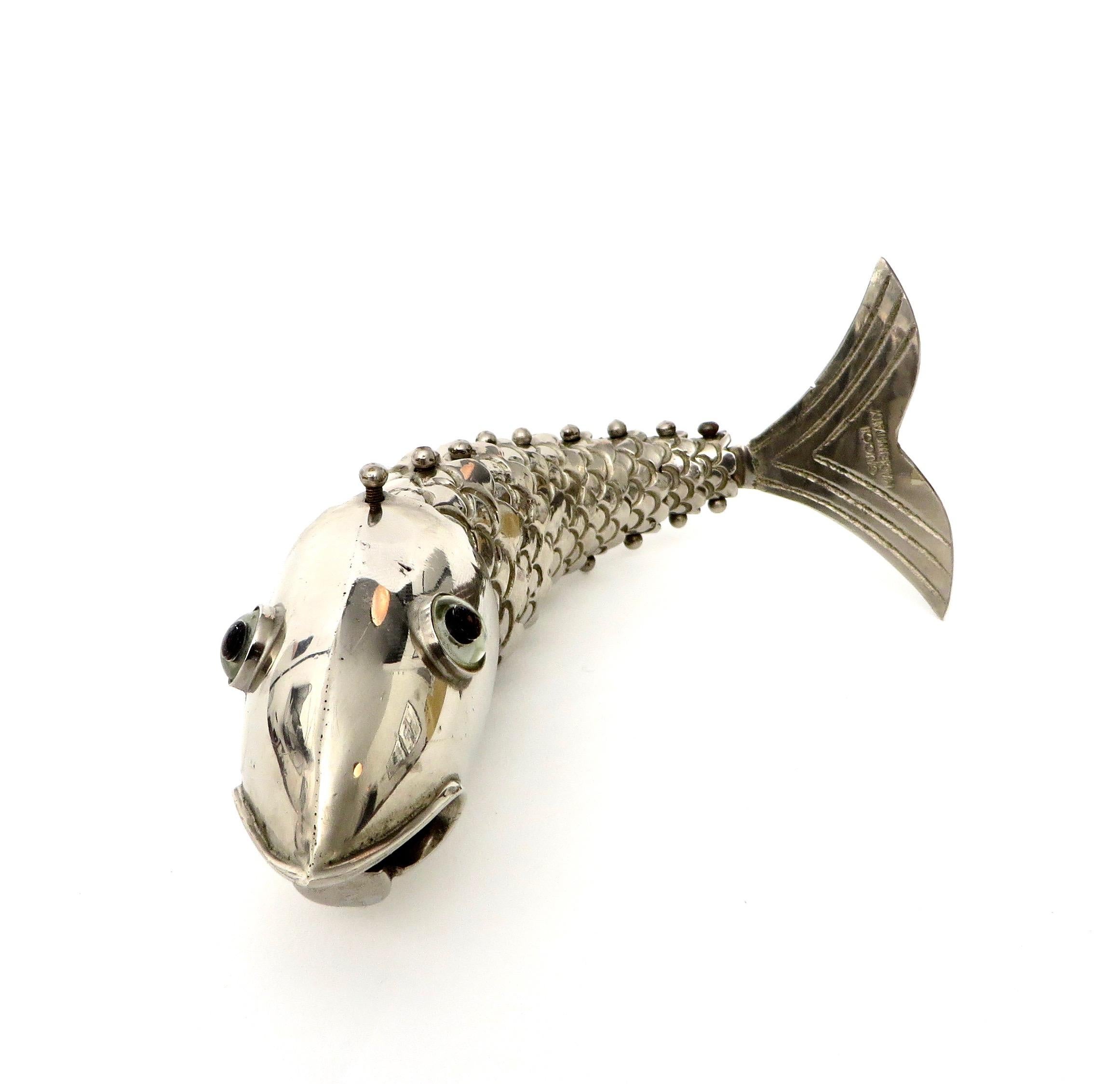 Mid-Century Modern Silver Plate Gucci Made in Italy Bottle Opener in the Form of a Fish