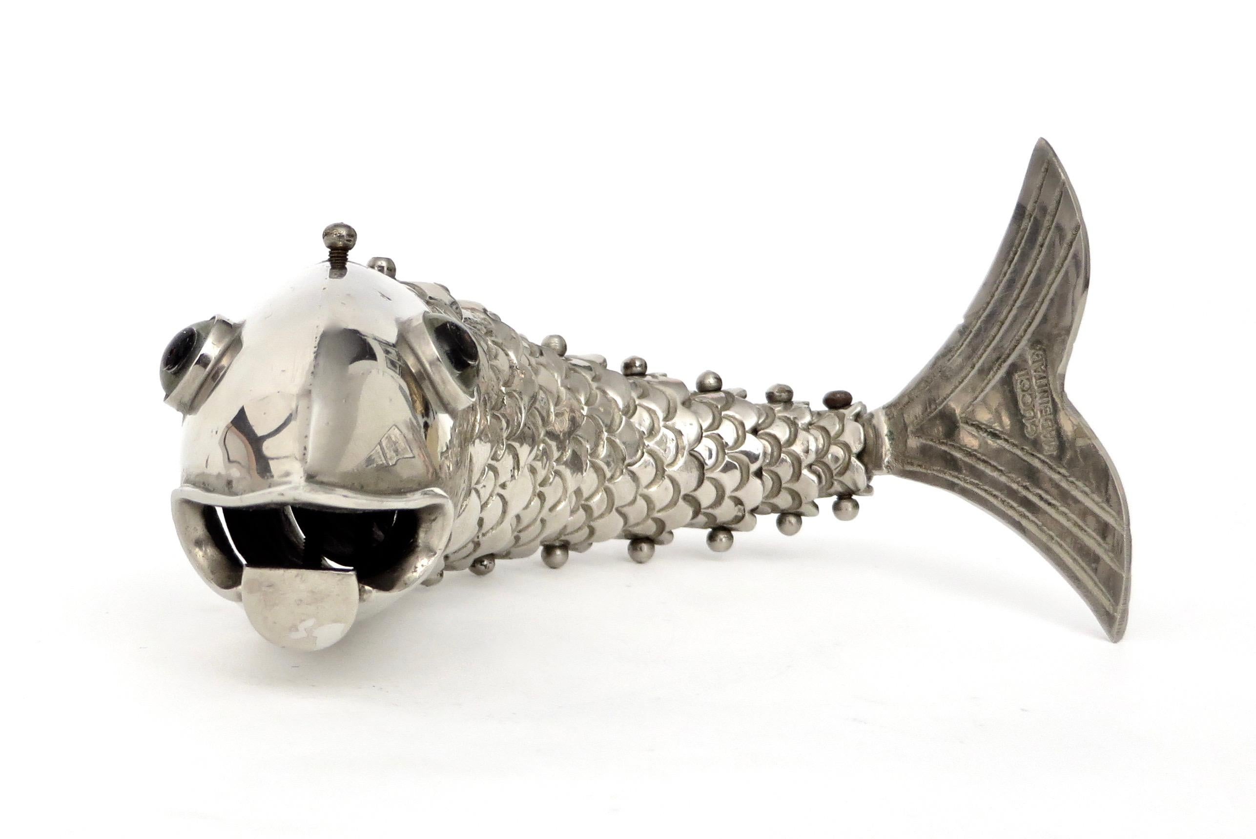 Late 20th Century Silver Plate Gucci Made in Italy Bottle Opener in the Form of a Fish