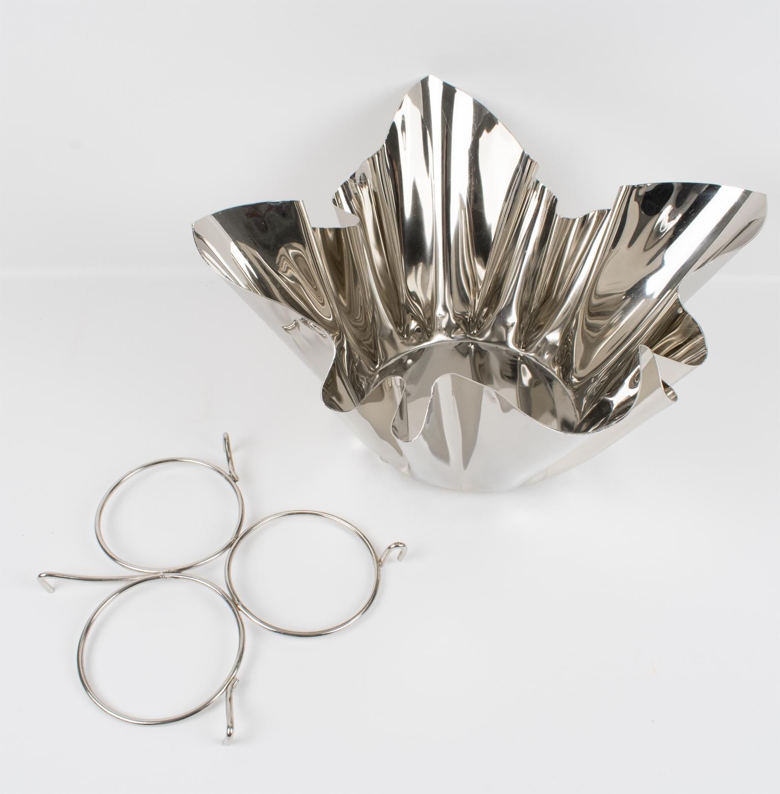 Silver Plate Handkerchief Wine Cooler Champagne Bottle Ice Bucket For Sale 4