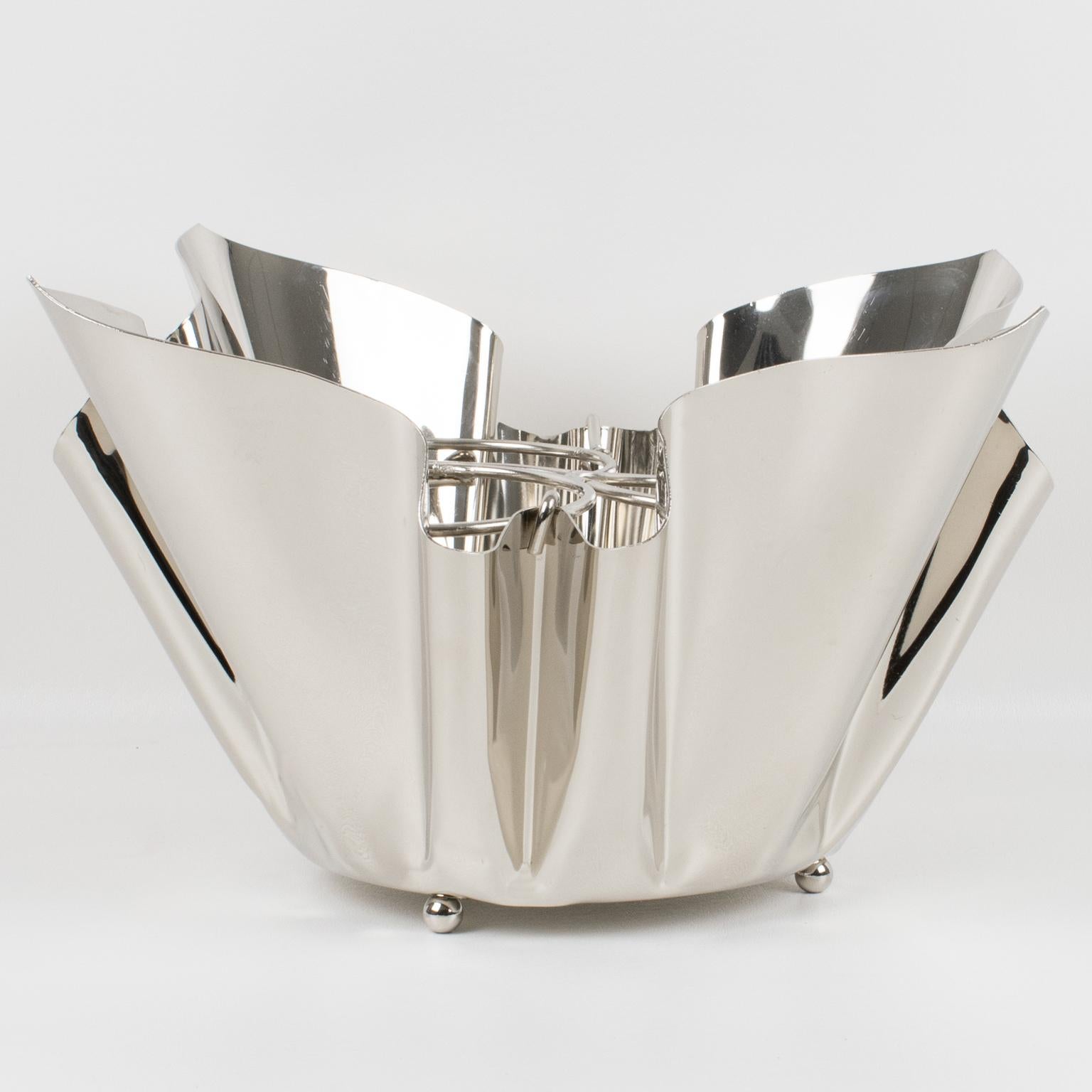 Silver Plate Handkerchief Wine Cooler Champagne Bottle Ice Bucket For Sale 8