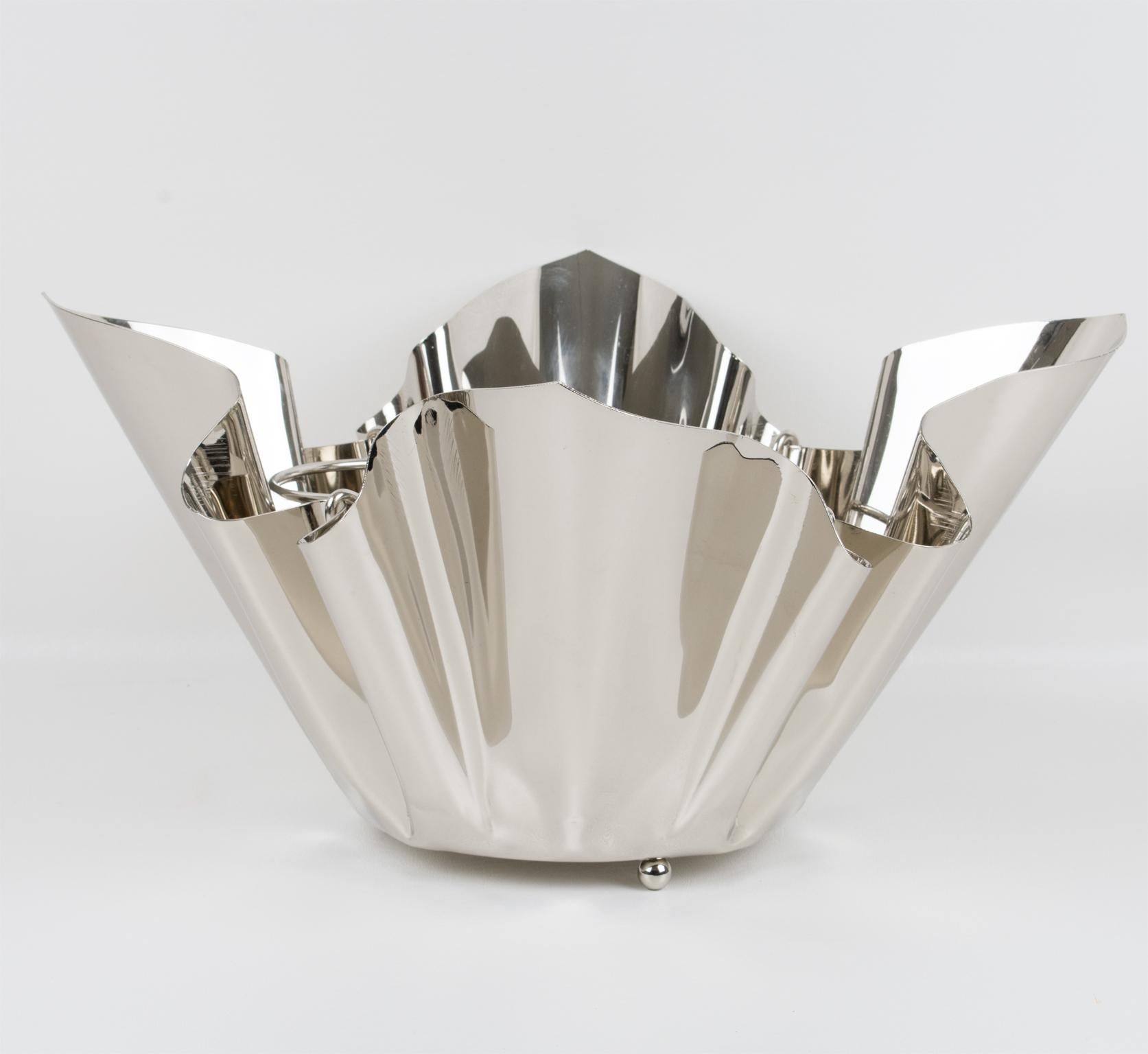 Silver Plate Handkerchief Wine Cooler Champagne Bottle Ice Bucket For Sale 2