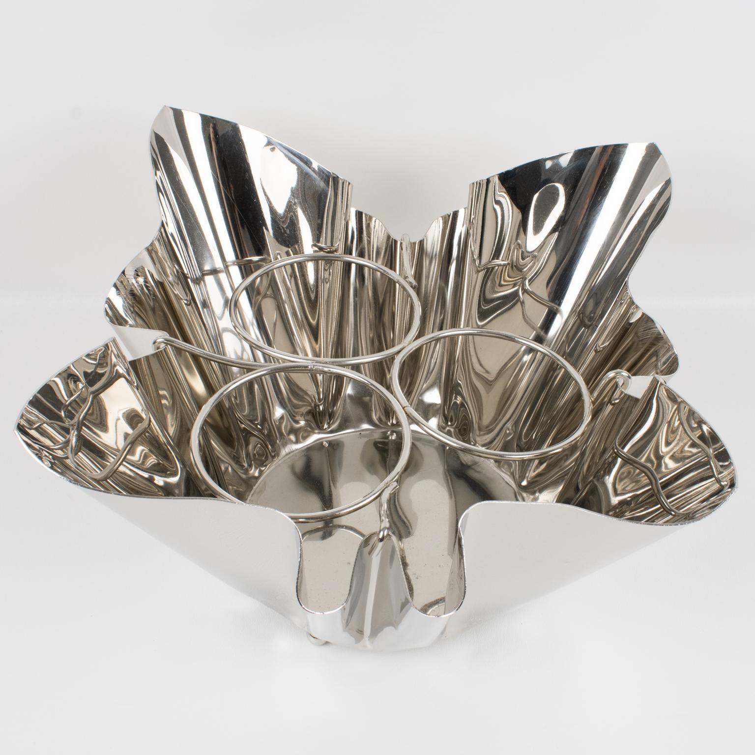 Silver Plate Handkerchief Wine Cooler Champagne Bottle Ice Bucket For Sale 3