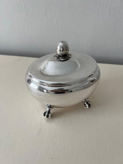 Silver Plate Hinged Oval Box on Claw Feet