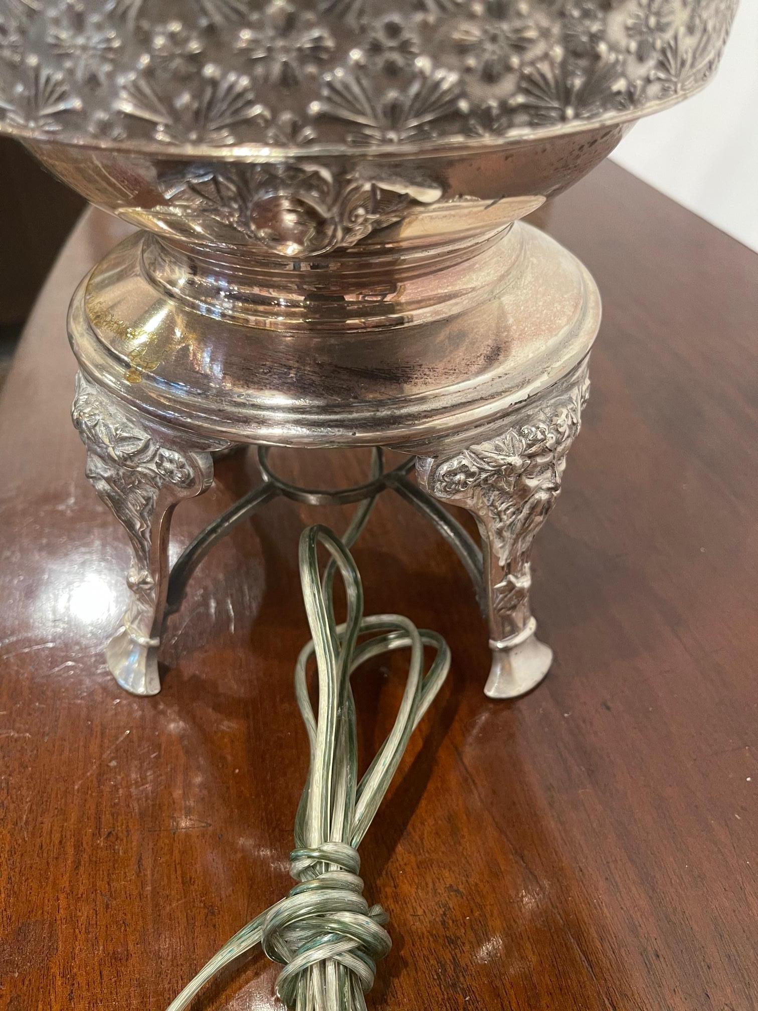 Silver Plate Hot Water Urn Adapted as a Lamp, 20th Century For Sale 5