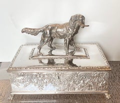 Silver Plate Humidor with Retriever