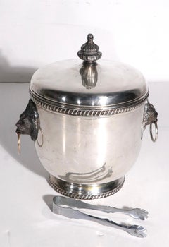 Silver-plate Ice Bucket by The Sheffield Silver Company with Lion Head Ring Hand